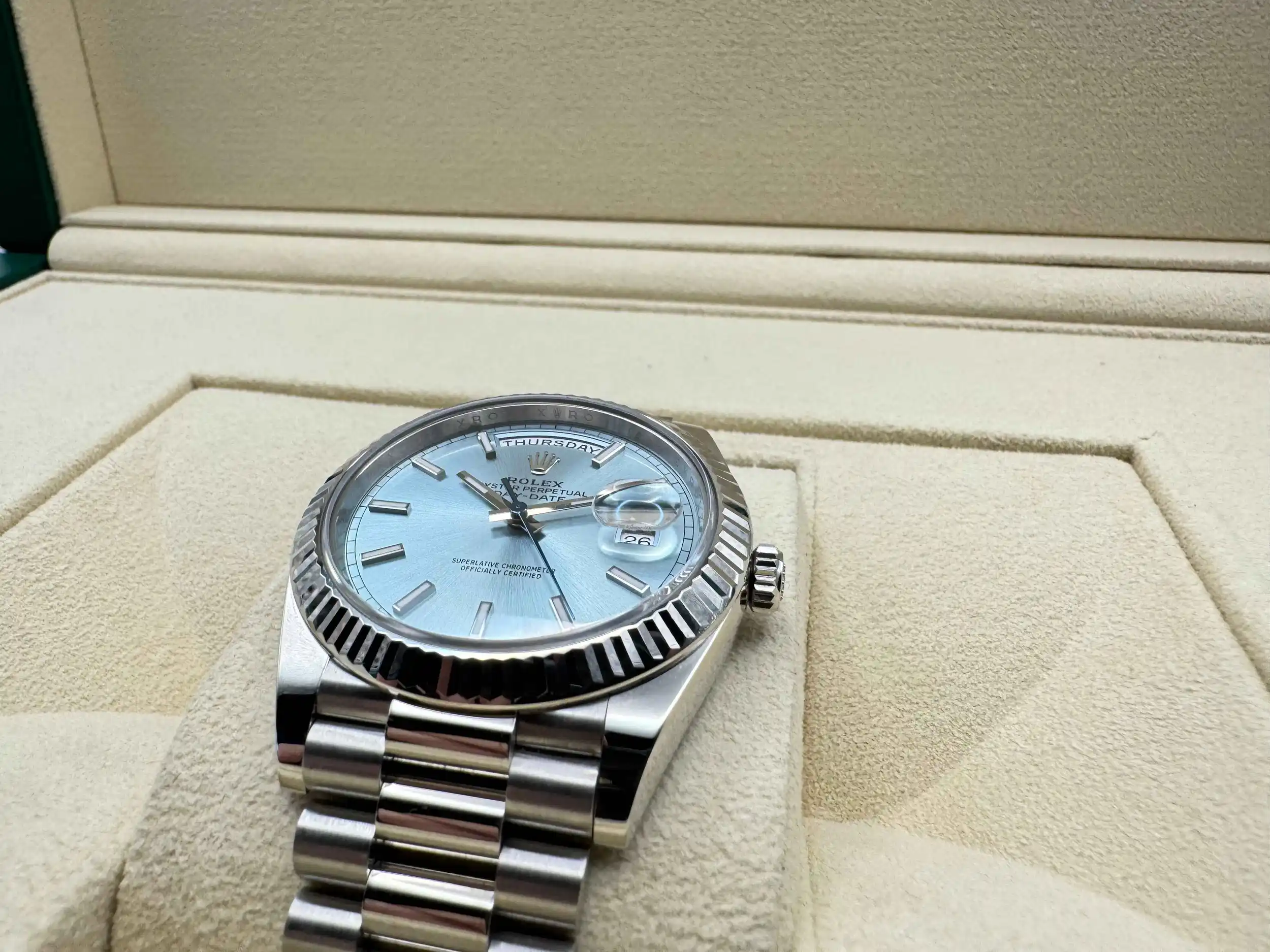 Rolex Daydate 40 | Platinum “ICE” Blauw 950 Platina Wijzerplaat | President-armband (Massief Platina) | 228236 - Image 14