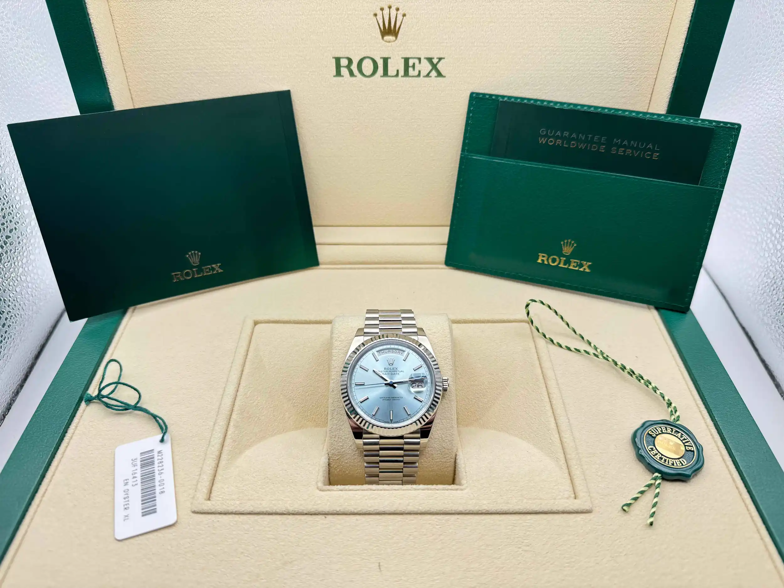 Rolex Daydate 40 | Platinum “ICE” Blauw 950 Platina Wijzerplaat | President-armband (Massief Platina) | 228236 - Image 3