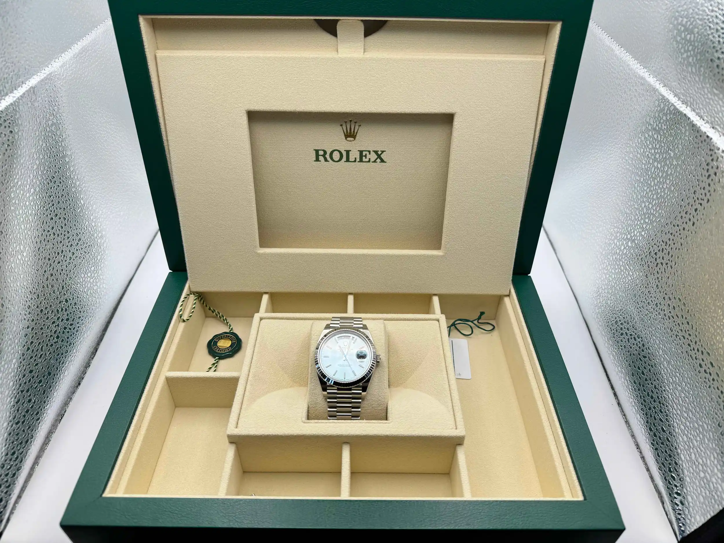 Rolex Daydate 40 | Platinum “ICE” Blauw 950 Platina Wijzerplaat | President-armband (Massief Platina) | 228236 - Image 4