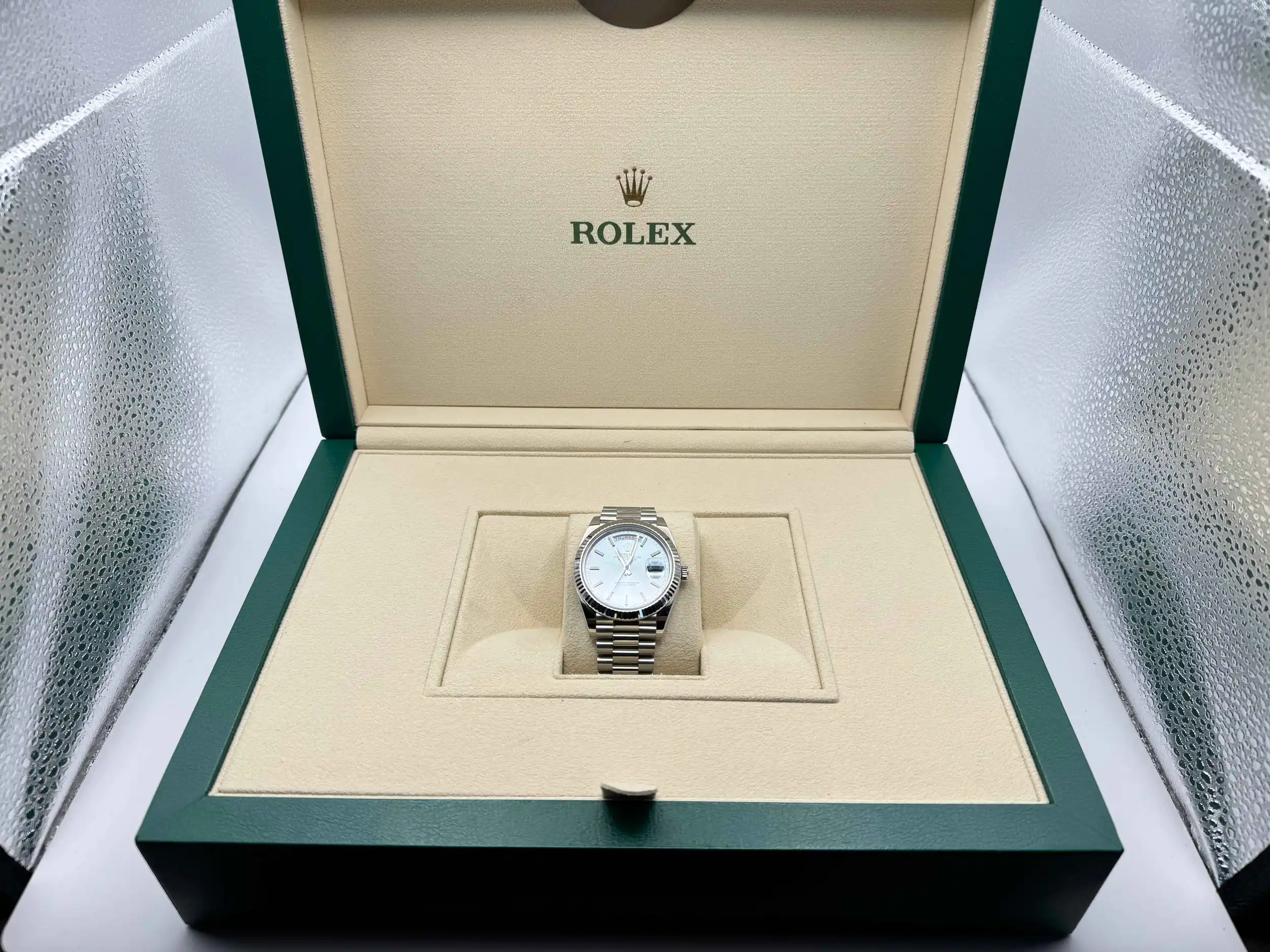Rolex Daydate 40 | Platinum “ICE” Blauw 950 Platina Wijzerplaat | President-armband (Massief Platina) | 228236 - Image 10