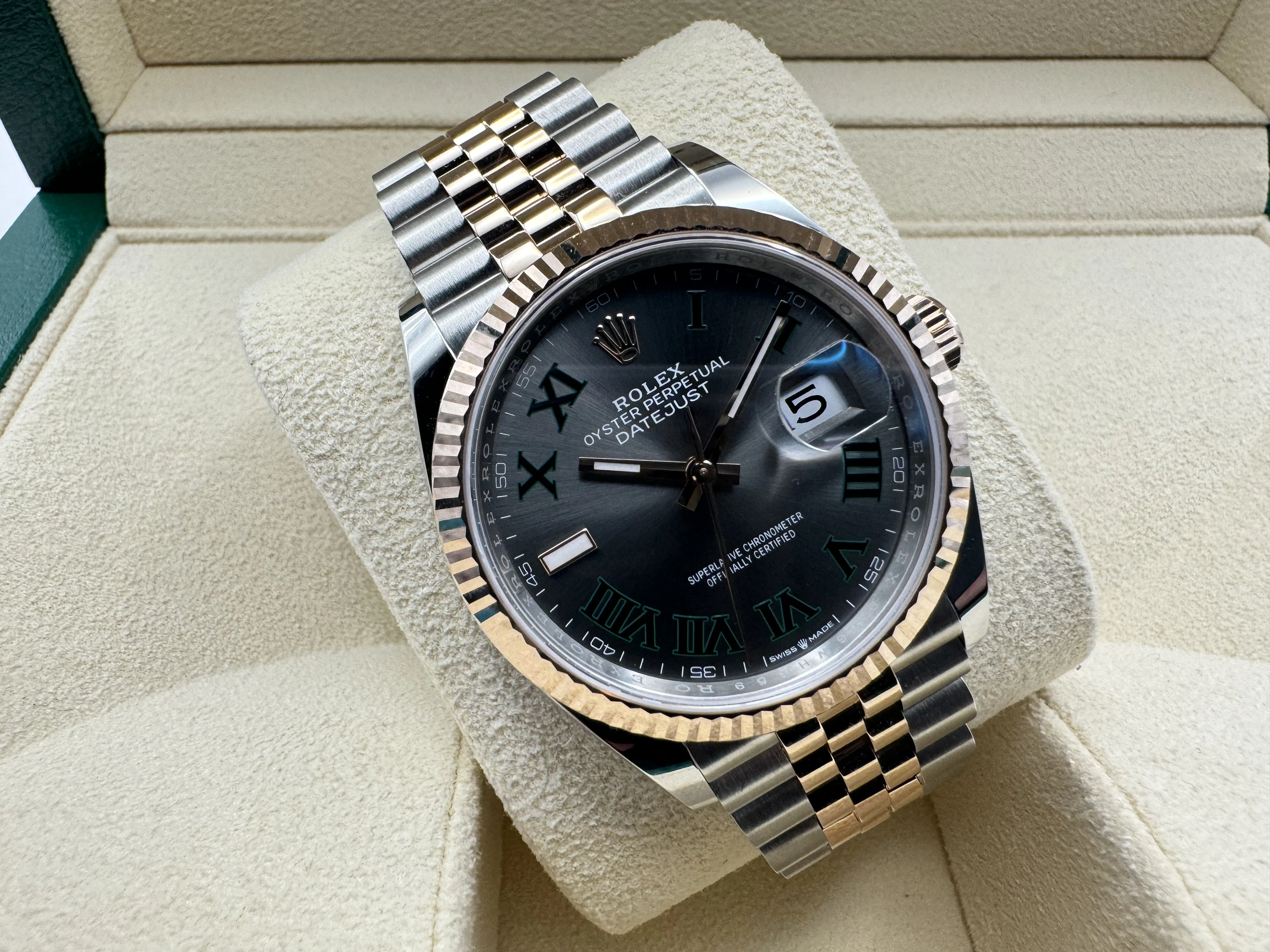 Rolex Datejust 36mm | Wimbledon Grijs & 18K Everose Goud Gekarteld Lunnete | Oystersteel | 126231 - Image 4