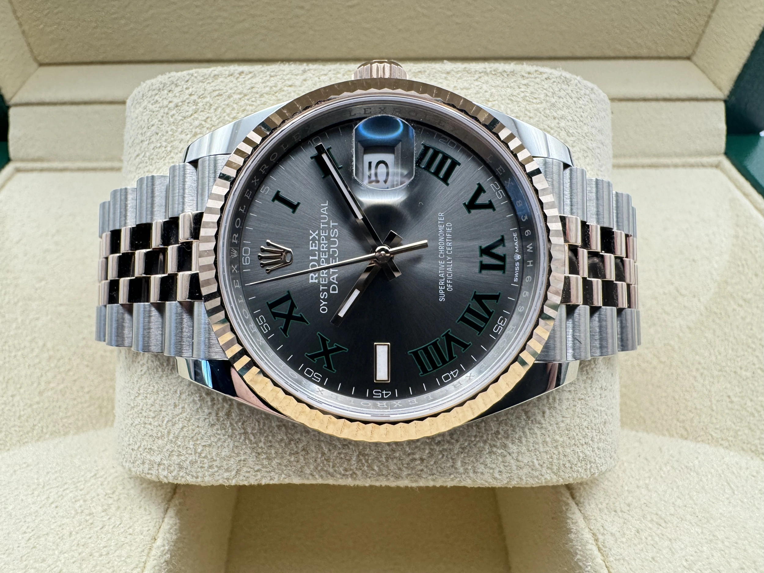 Rolex Datejust 36mm | Wimbledon Grijs & 18K Everose Goud Gekarteld Lunnete | Oystersteel | 126231 - Image 7