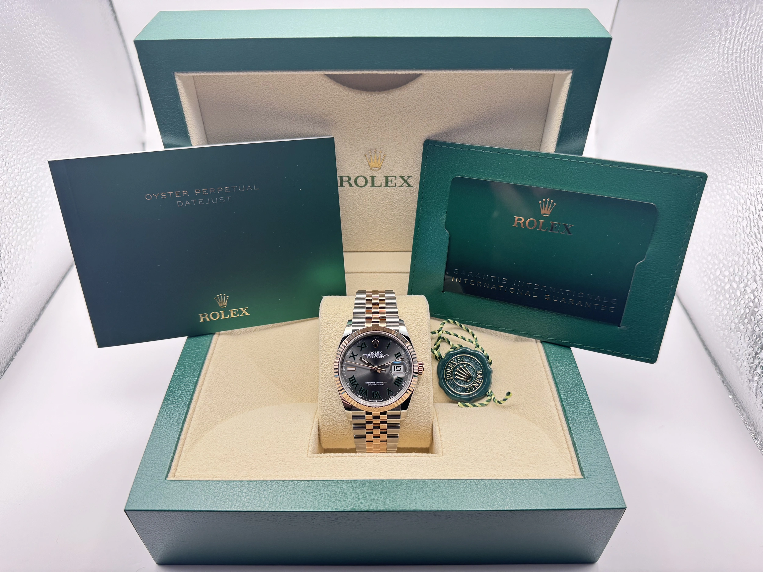 Rolex Datejust 36mm | Wimbledon Grijs & 18K Everose Goud Gekarteld Lunnete | Oystersteel | 126231 - Image 2