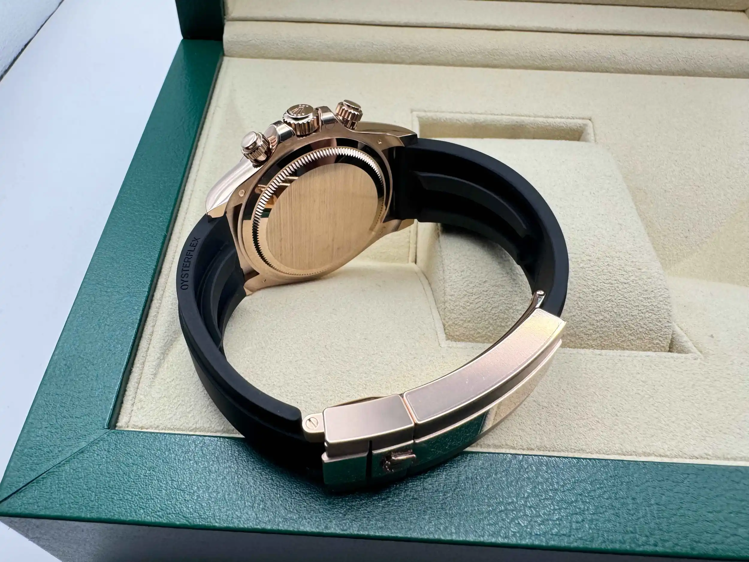 Rolex Daytona 40mm | Champagne/Rosé | Zwarte Keramische Bezel & 18K Everose (Roségoud) | Oysterflex | 126515LN - Image 12