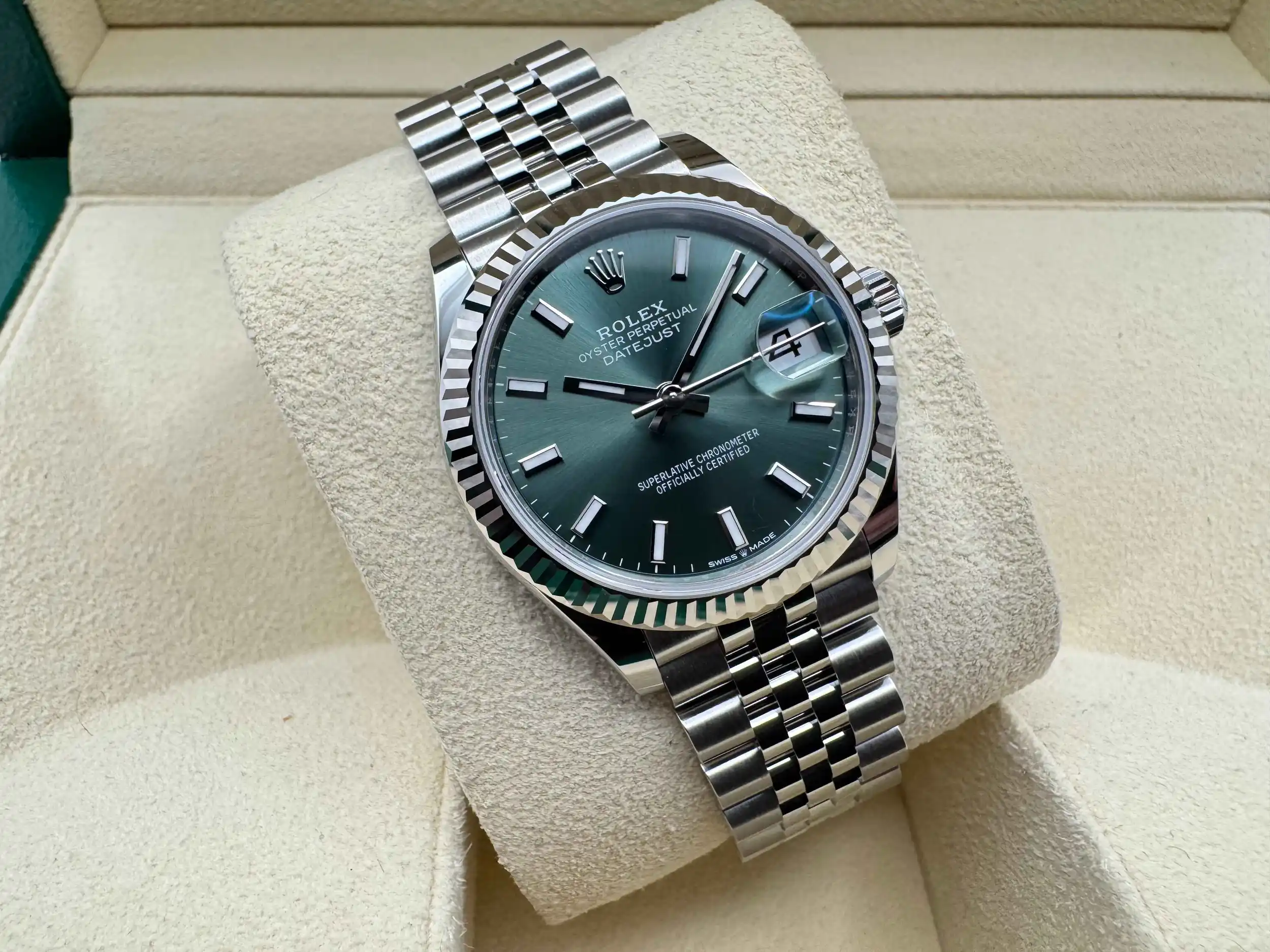 Rolex Datejust 31mm | Mintgroene Wijzerplaat | Staal & 18K Witgouden Lunette | Jubilee | 278274 - Image 4