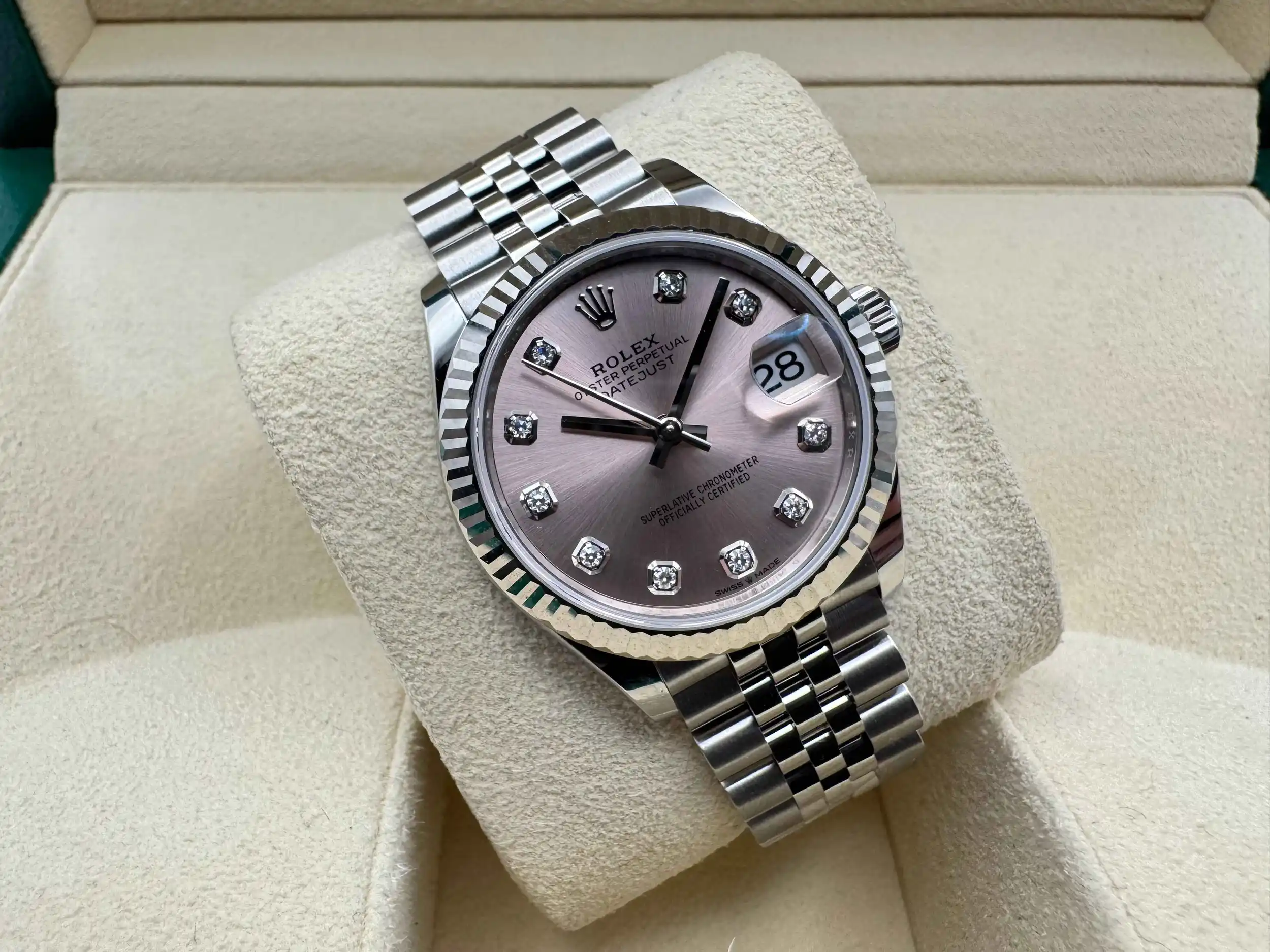 Rolex Datejust 31mm | Roze Diamanten Wijzerplaat | 18K Witgoud Gekarteld Lunette | Jubilee | 278274 - Image 4