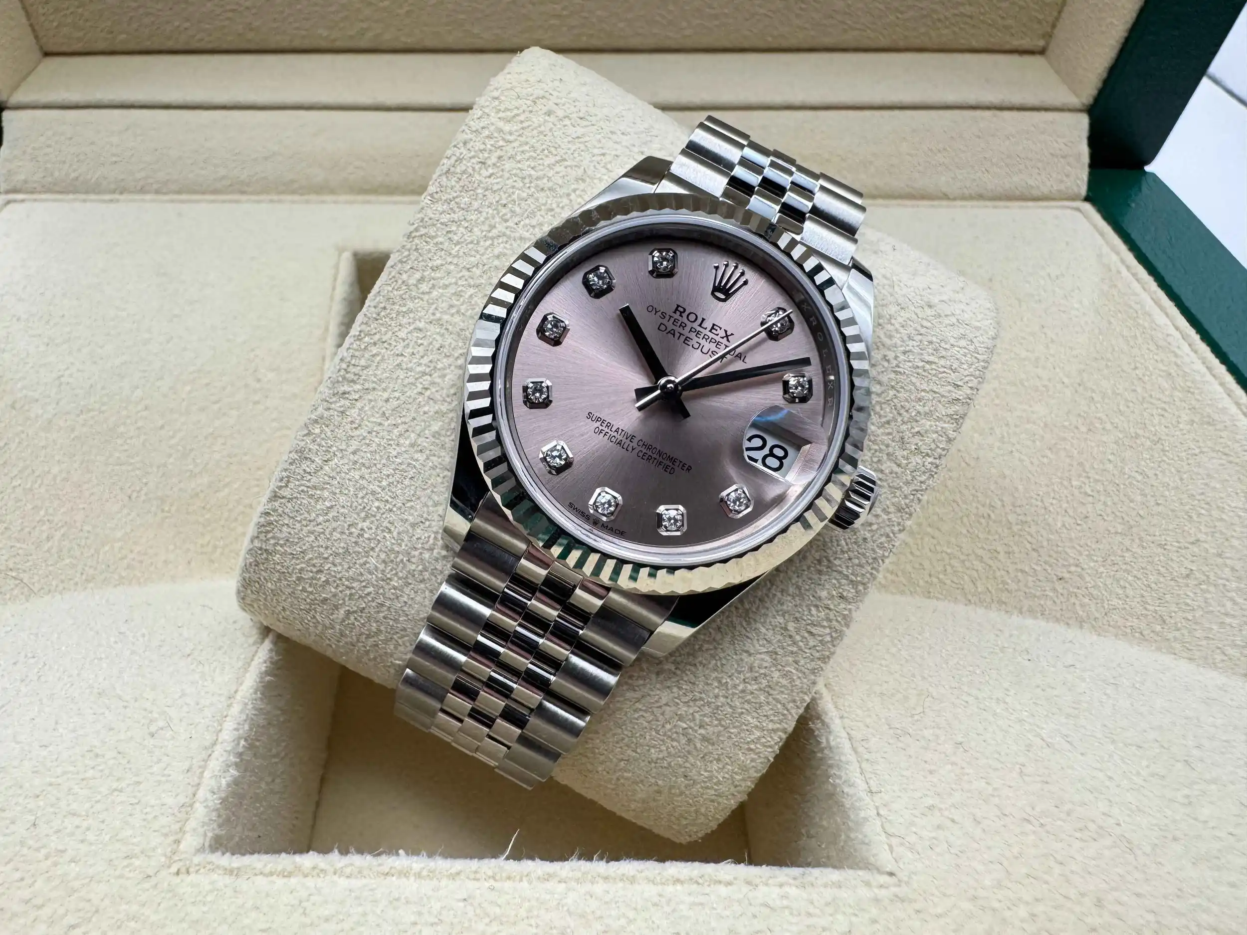 Rolex Datejust 31mm | Roze Diamanten Wijzerplaat | 18K Witgoud Gekarteld Lunette | Jubilee | 278274 - Image 5