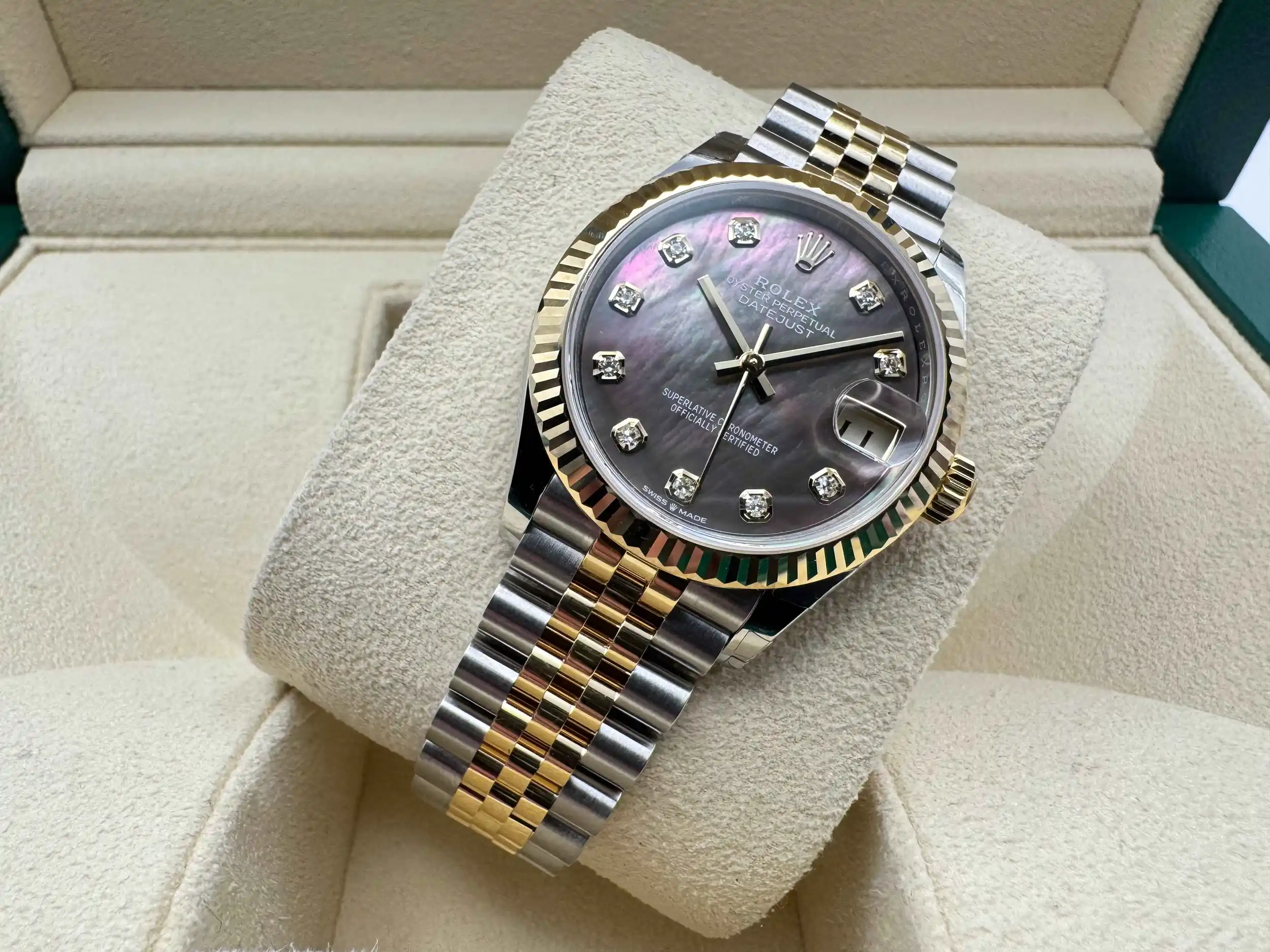 Rolex Datejust 31mm | "Tahitian" Mother of Pearl l Wijzerplaat Met Diamanten & 18K Geelgoud Rolesor bezel | Jubilee | 278273 - Image 6