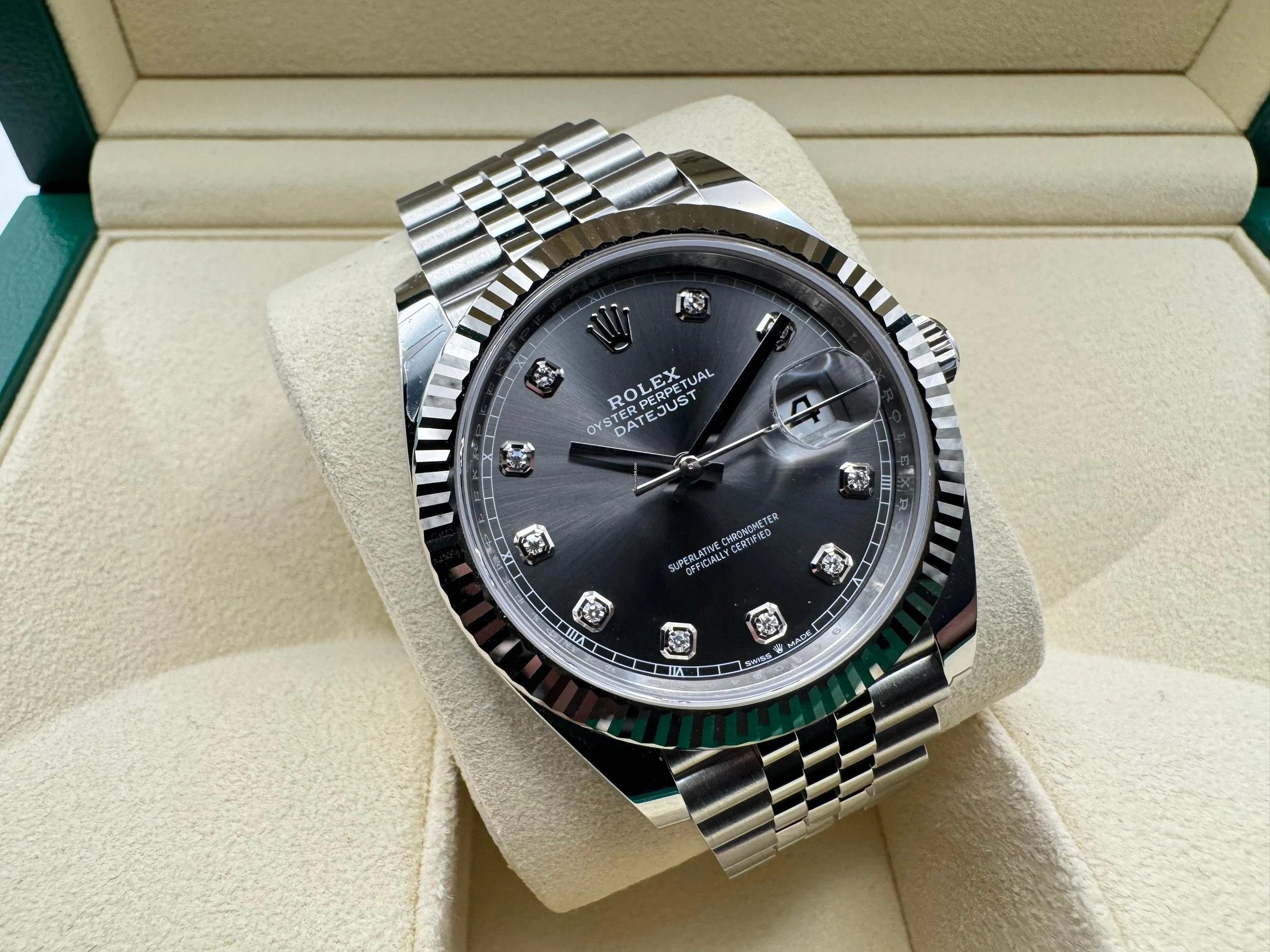 Rolex Datejust 41mm | Rhodium Diamanten & 18K Witgouden Gecanneleerde Bezel | Jubilee | 126334 - Image 11