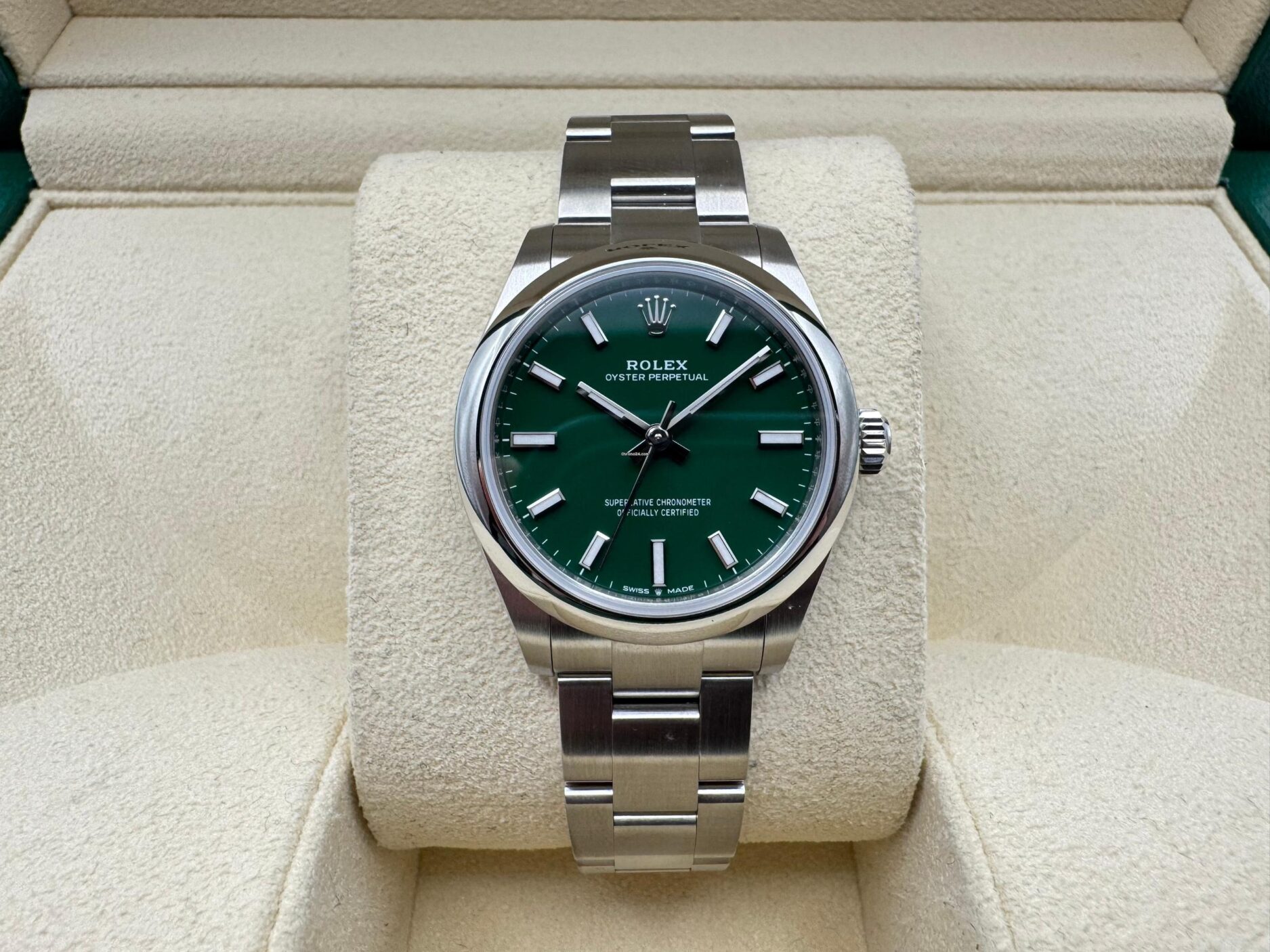 Rolex Oyster Perpetual 31mm | Groene Wijzerplaat | Glad Lunette | Oystersteel | 277200