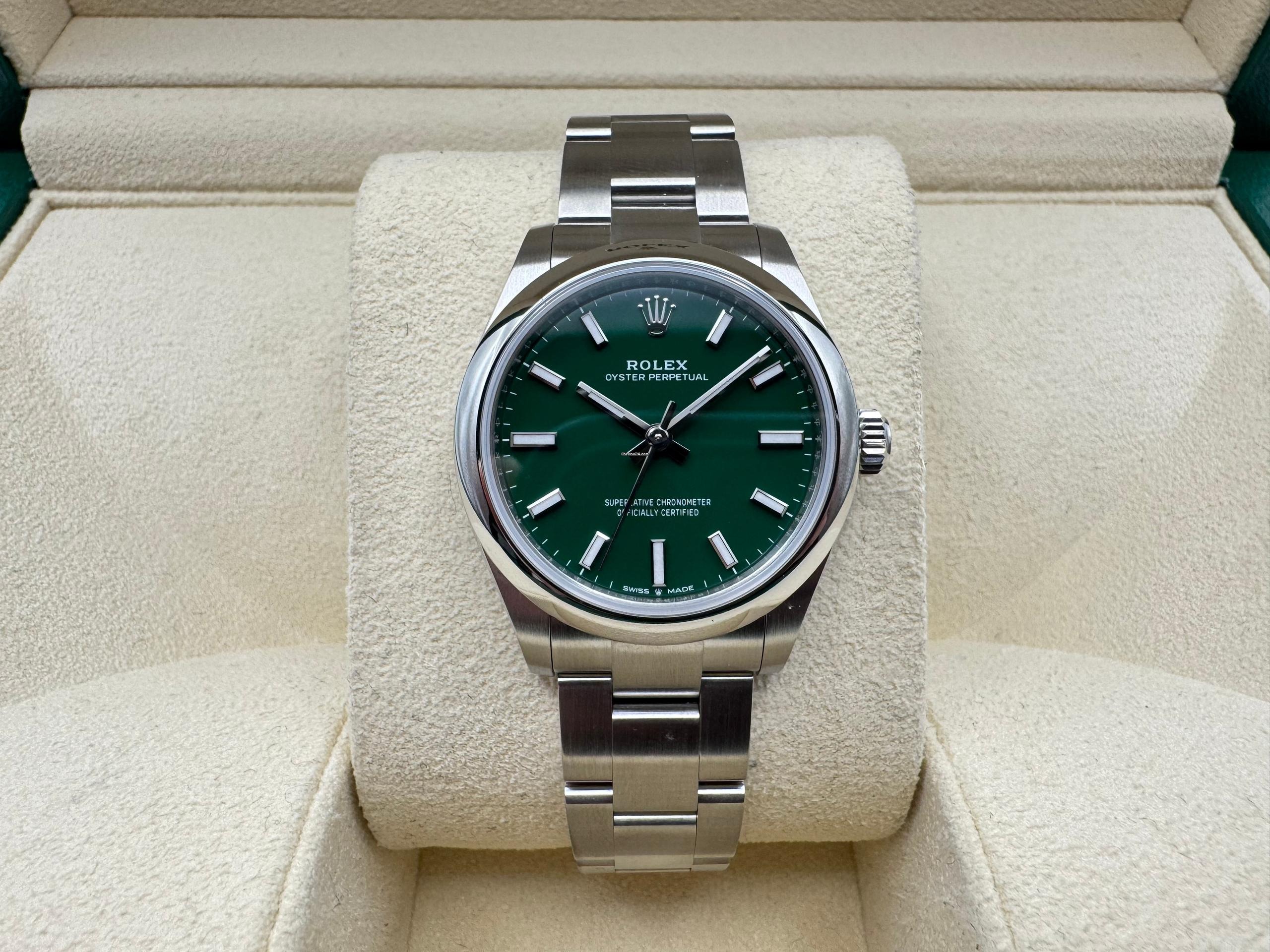 Rolex Oyster Perpetual 31mm | Groene Wijzerplaat | Glad Lunette | Oystersteel | 277200