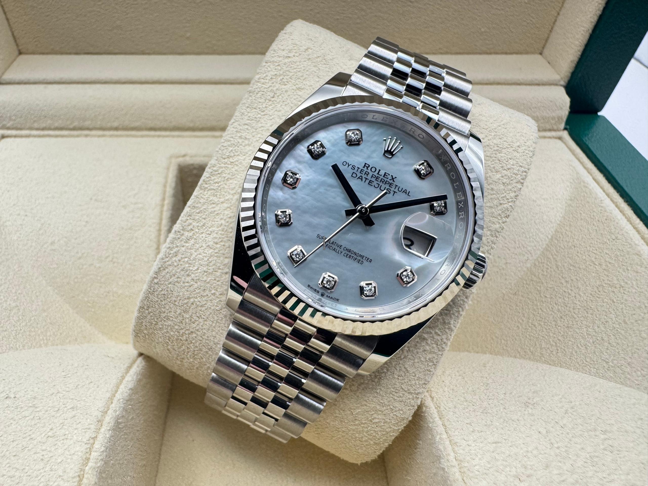 Rolex Datejust 36mm | Parelmoer Wijzerplaat met Diamanten &18K Witgouden Gekartelde Bezel/Lunnette | Jubilee | 126234 - Image 5
