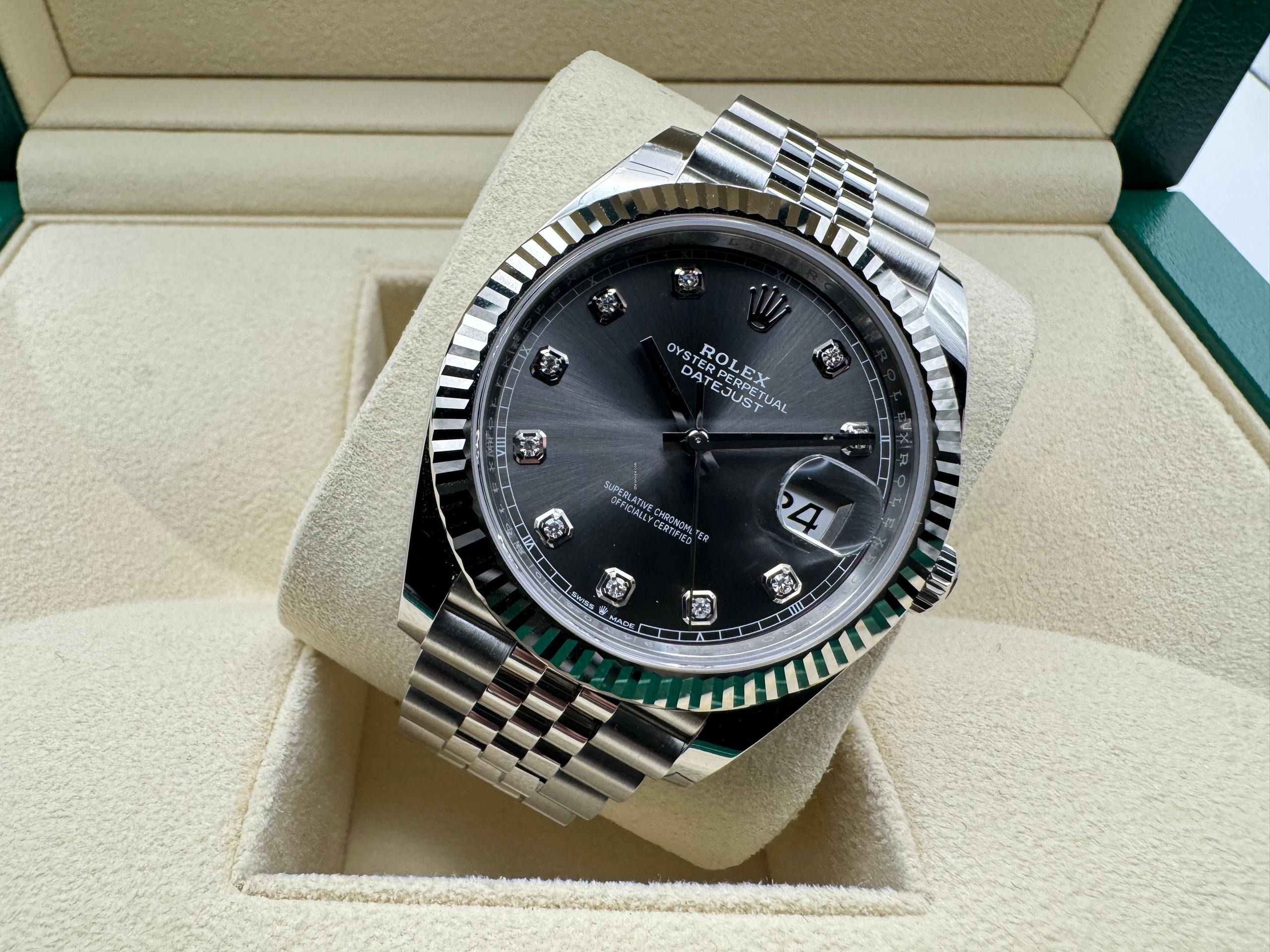Rolex Datejust 41mm | Rhodium Diamanten & 18K Witgouden Gecanneleerde Bezel | Jubilee | 126334 - Image 4
