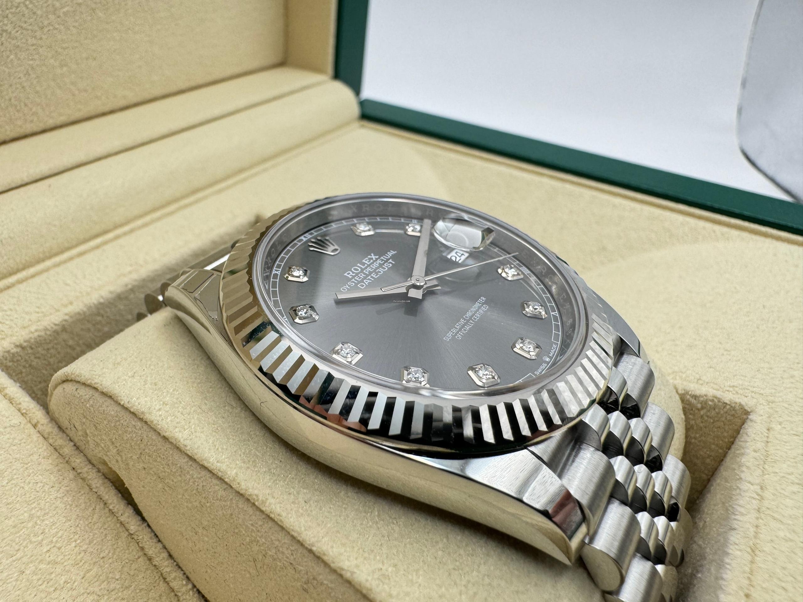 Rolex Datejust 41mm | Rhodium Diamanten & 18K Witgouden Gecanneleerde Bezel | Jubilee | 126334 - Image 9