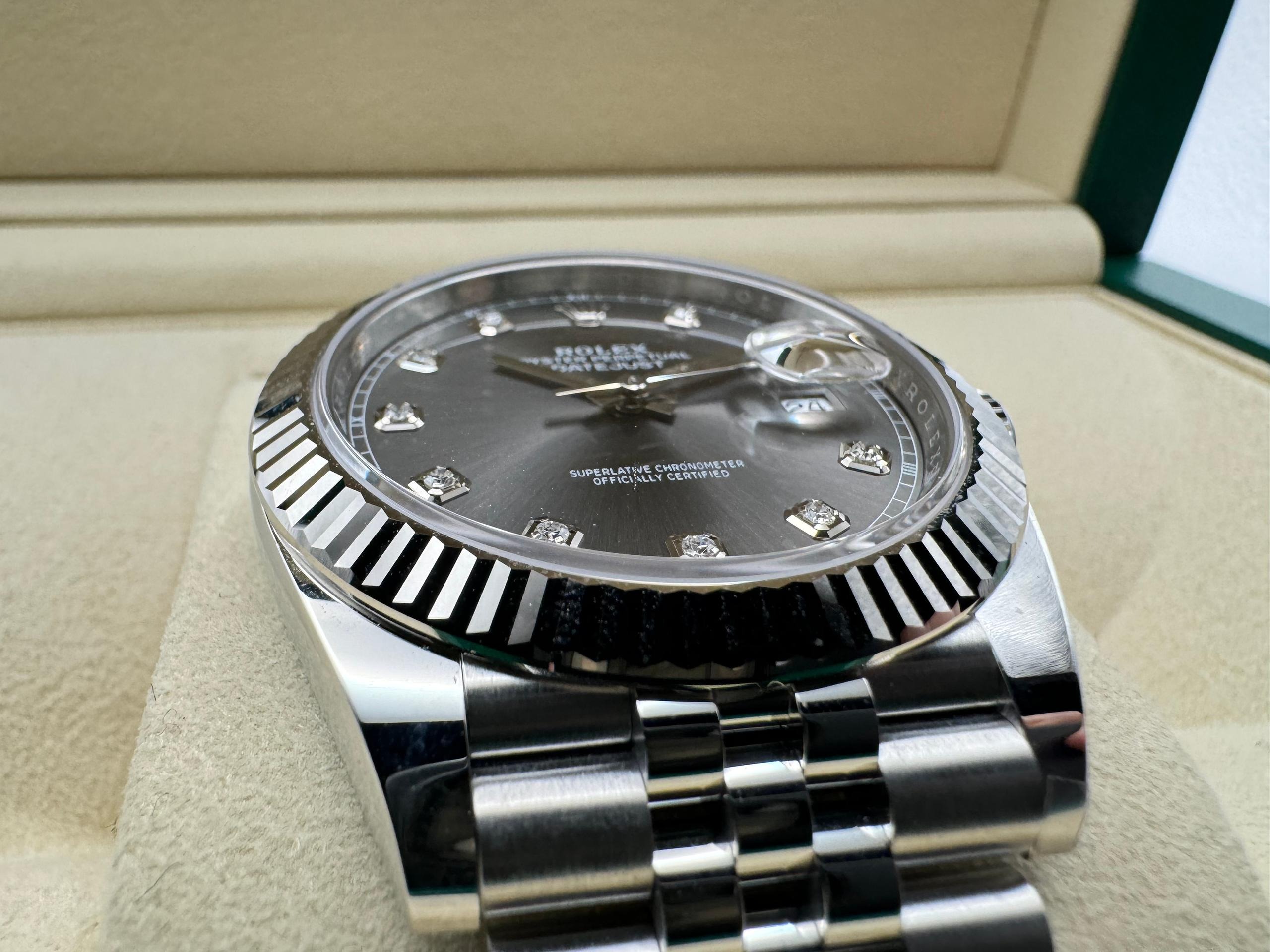 Rolex Datejust 41mm | Rhodium Diamanten & 18K Witgouden Gecanneleerde Bezel | Jubilee | 126334 - Image 10