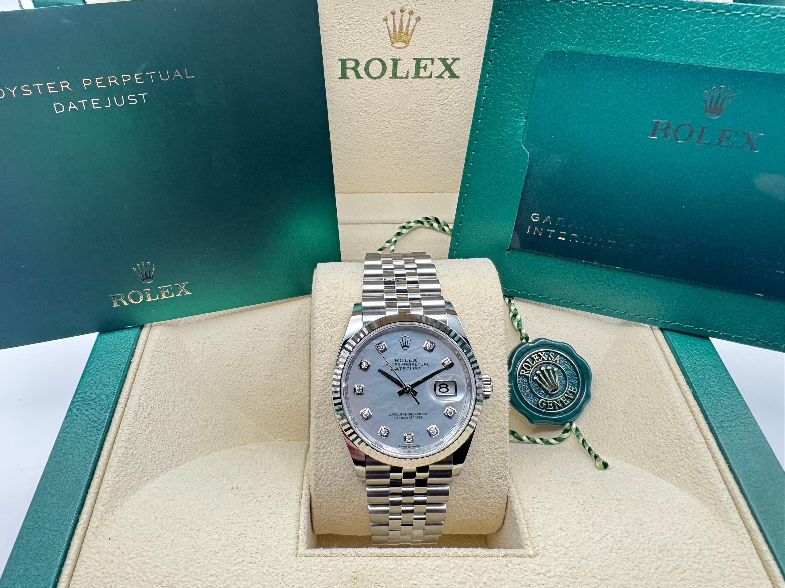 Rolex Datejust 36mm | Parelmoer Wijzerplaat met Diamanten &18K Witgouden Gekartelde Bezel/Lunnette | Jubilee | 126234 - Image 3