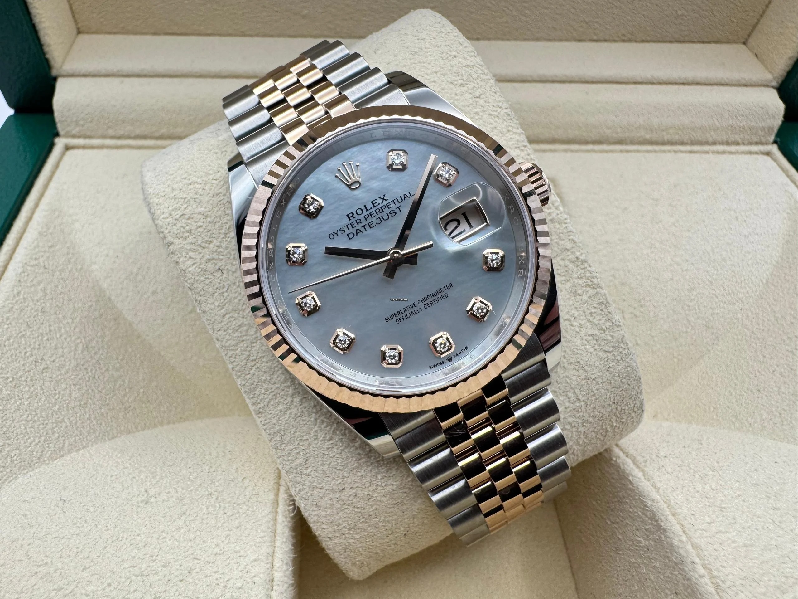 Rolex Datejust 36mm | Wit Parelmoer Wijzerplaat | Met 10 Diamanten &18K Everose Goud | Jubilee | 126231 - Image 4