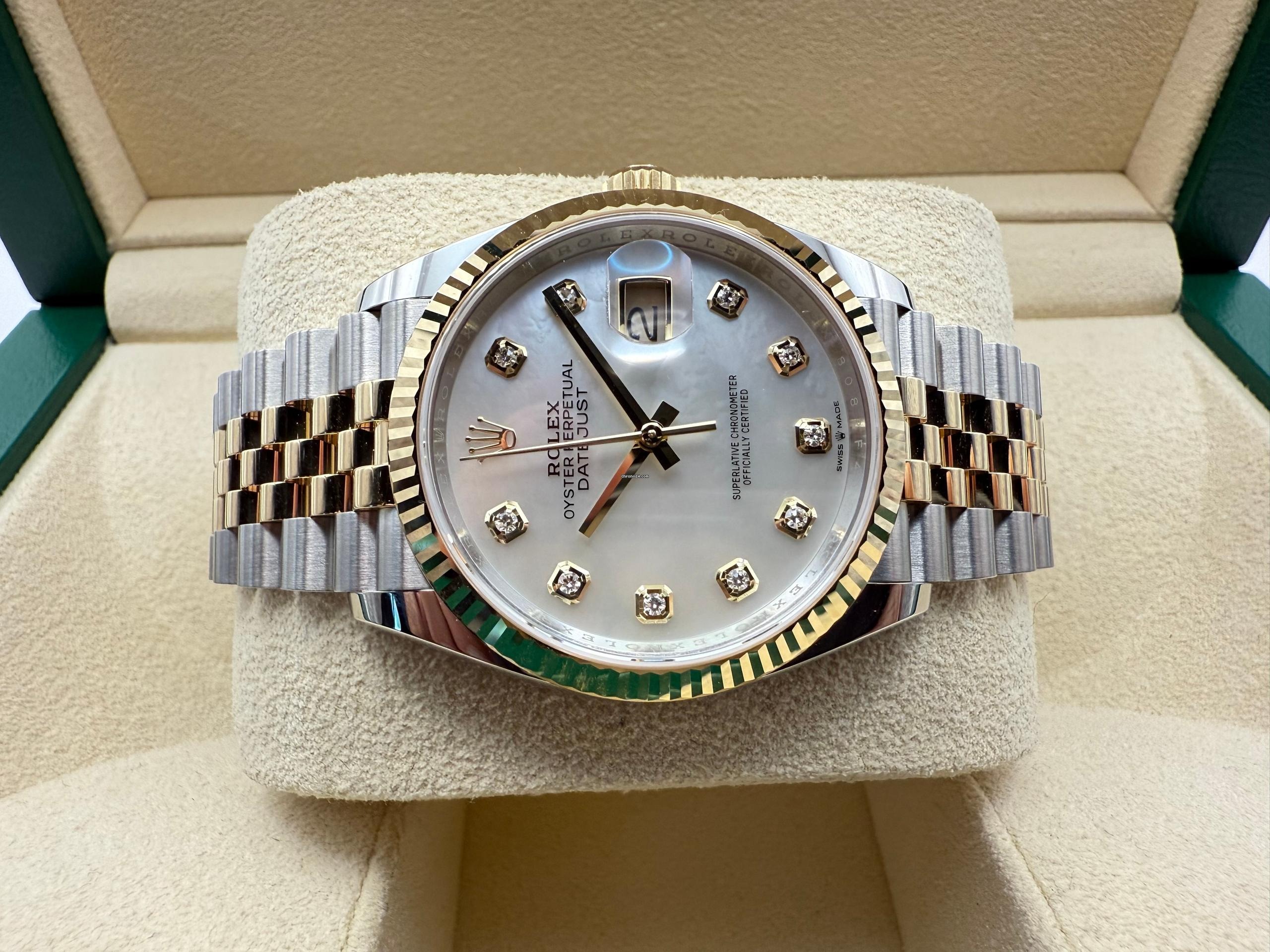 Rolex Datejust 36mm | Wit Parelmoer Wijzerplaat Met 10 Diamanten & Geelgoud 18K | Jubilee | 126233 - Image 6