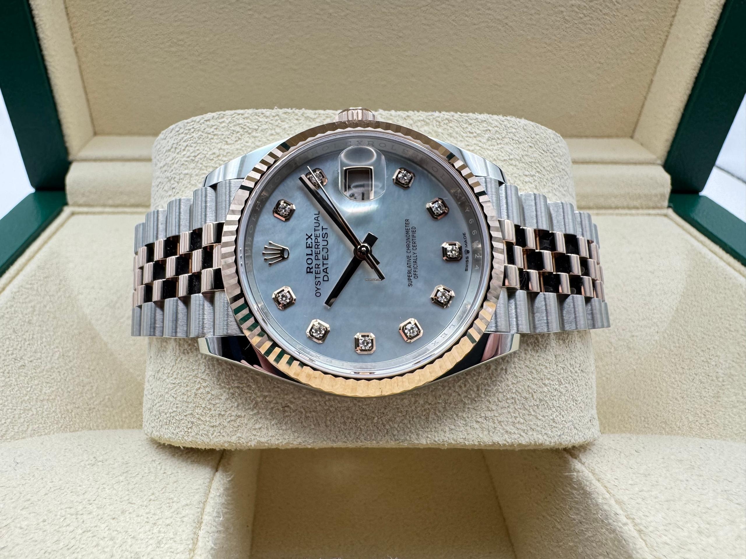 Rolex Datejust 36mm | Wit Parelmoer Wijzerplaat | Met 10 Diamanten &18K Everose Goud | Jubilee | 126231 - Image 6