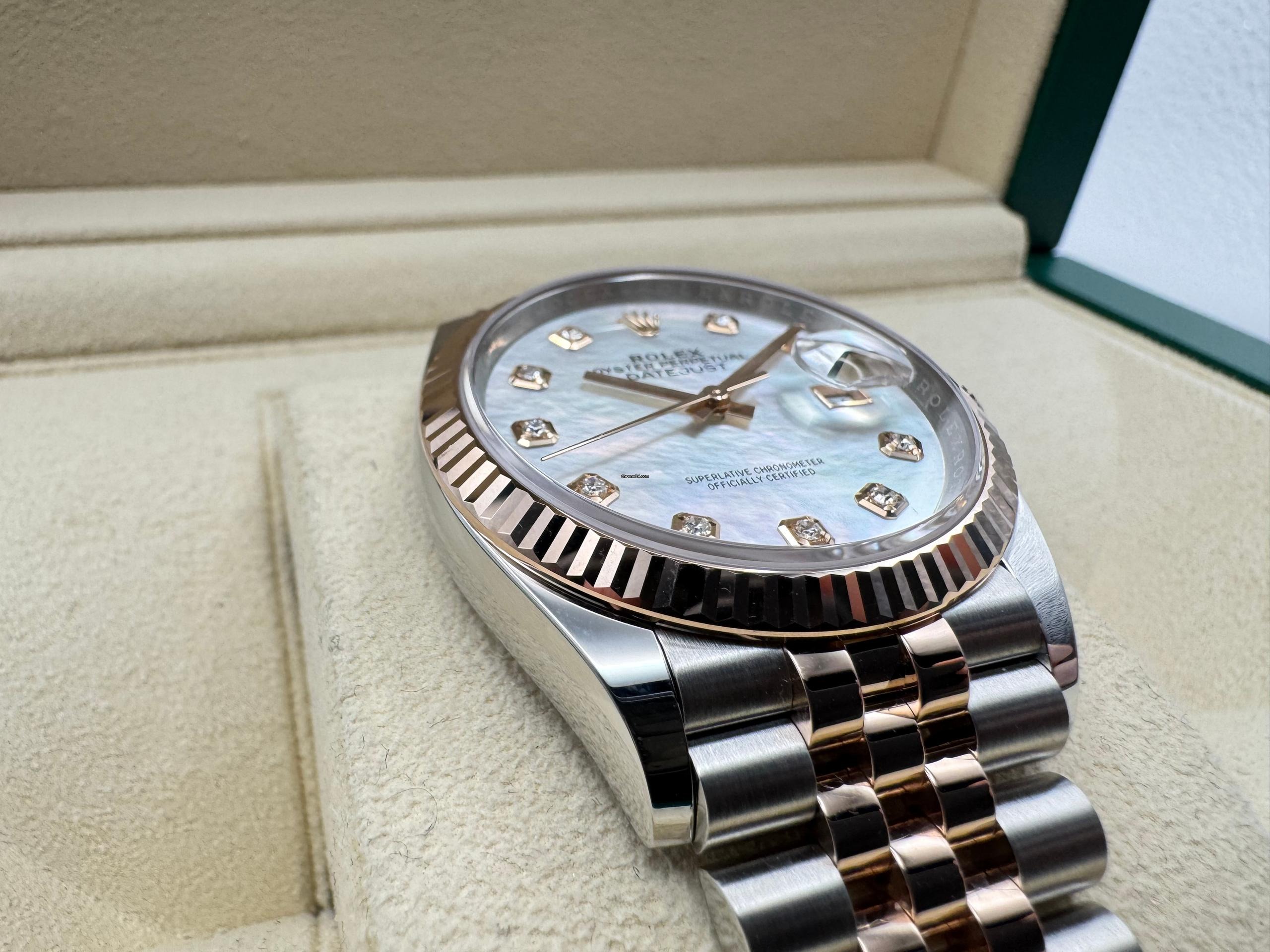 Rolex Datejust 36mm | Wit Parelmoer Wijzerplaat | Met 10 Diamanten &18K Everose Goud | Jubilee | 126231 - Image 10