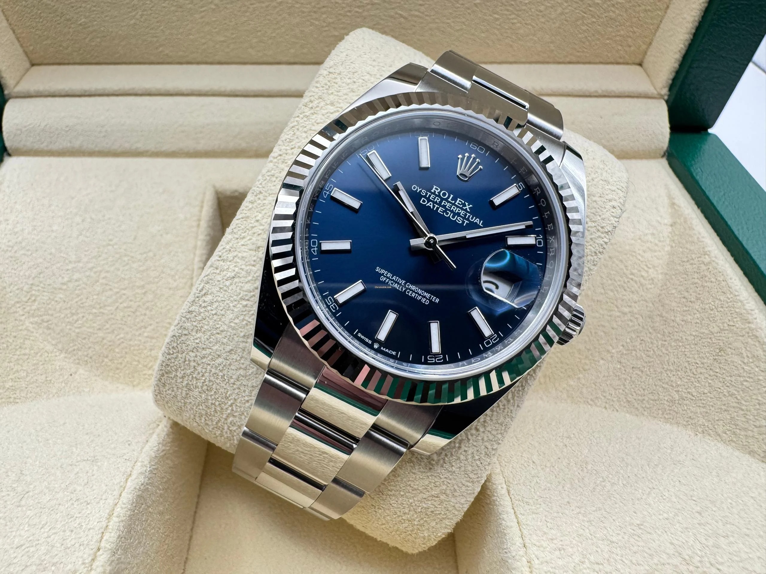 Rolex Datejust 41mm | Blauwe Wijzerplaat | 18K Witgoud Gekarteld Lunette | OysterSteel | 126334 - Image 5