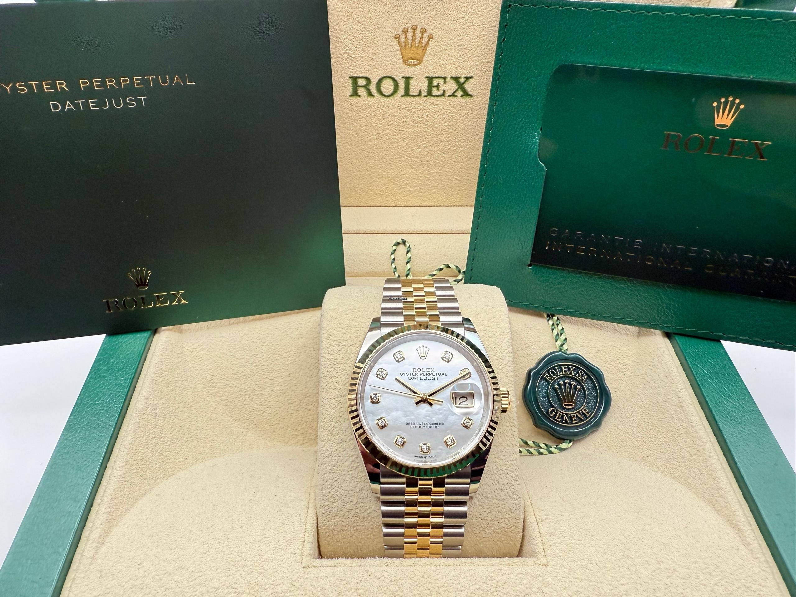 Rolex Datejust 36mm | Wit Parelmoer Wijzerplaat Met 10 Diamanten & Geelgoud 18K | Jubilee | 126233 - Image 3