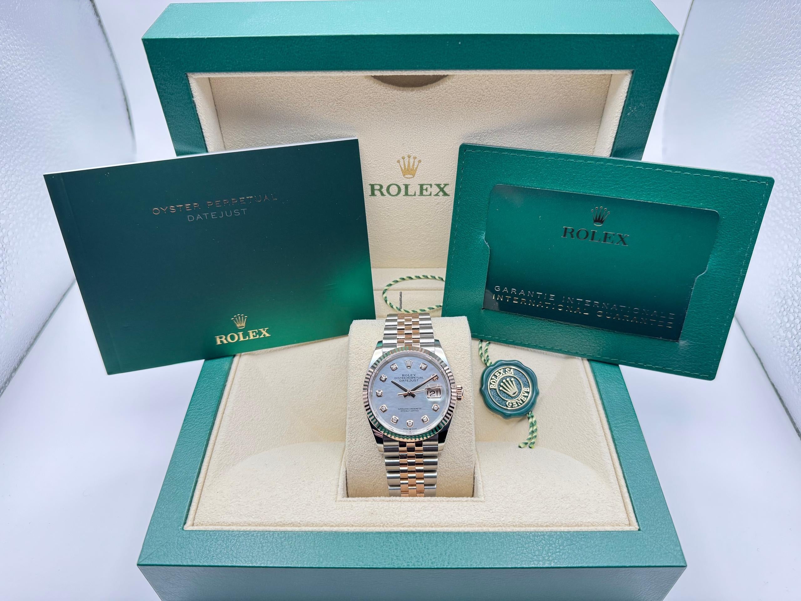 Rolex Datejust 36mm | Wit Parelmoer Wijzerplaat | Met 10 Diamanten &18K Everose Goud | Jubilee | 126231 - Image 2