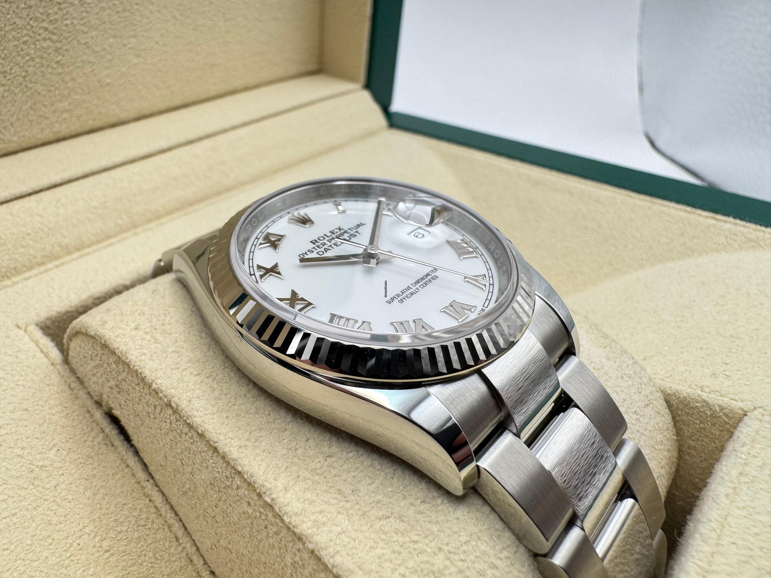 Rolex Datejust 36mm | Witte Wijzerplaat met Romeinse Cijfers & 18K Witgouden Lunette | 126234 - Image 12