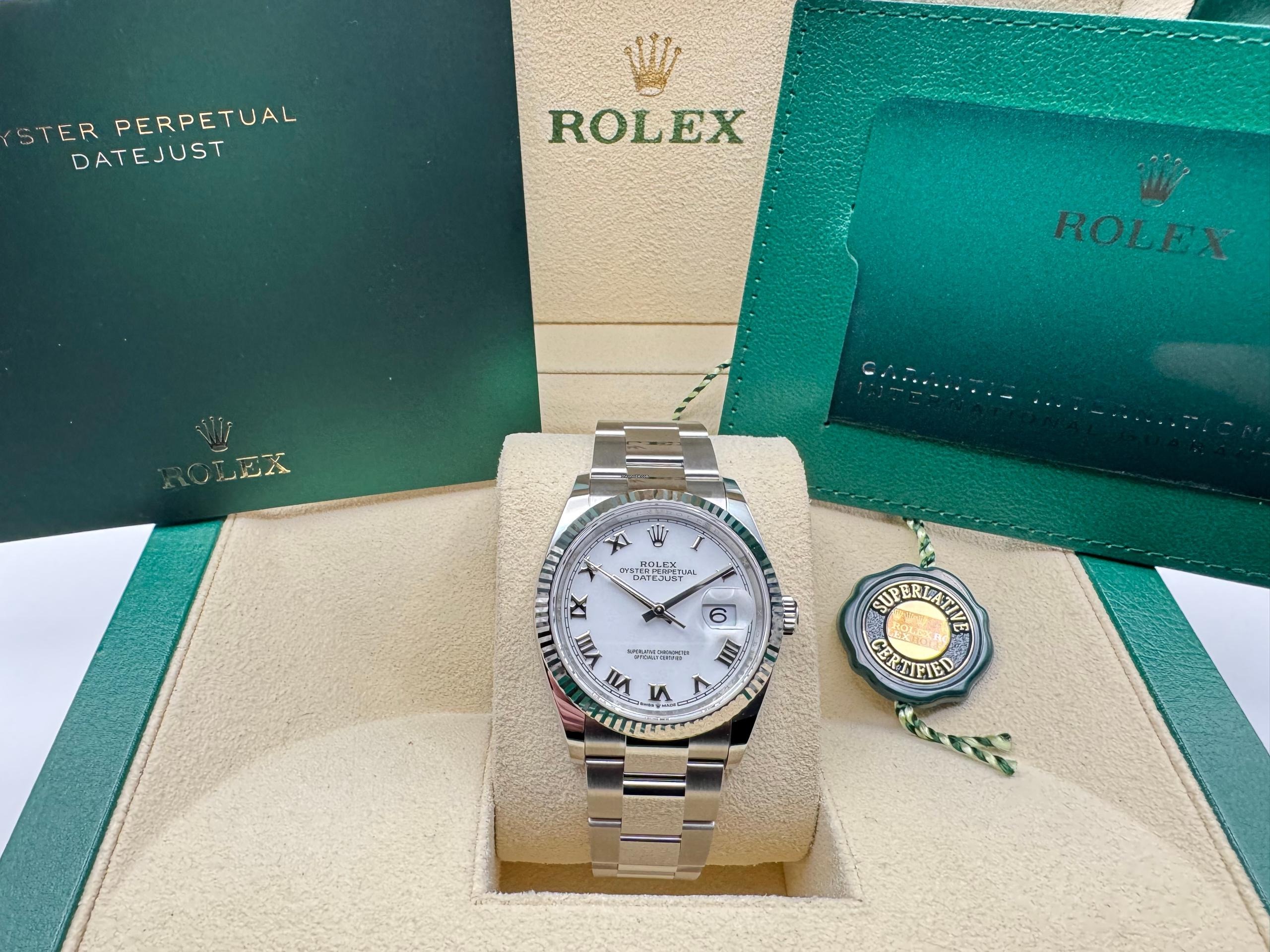 Rolex Datejust 36mm | Witte Wijzerplaat met Romeinse Cijfers & 18K Witgouden Lunette | 126234 - Image 3
