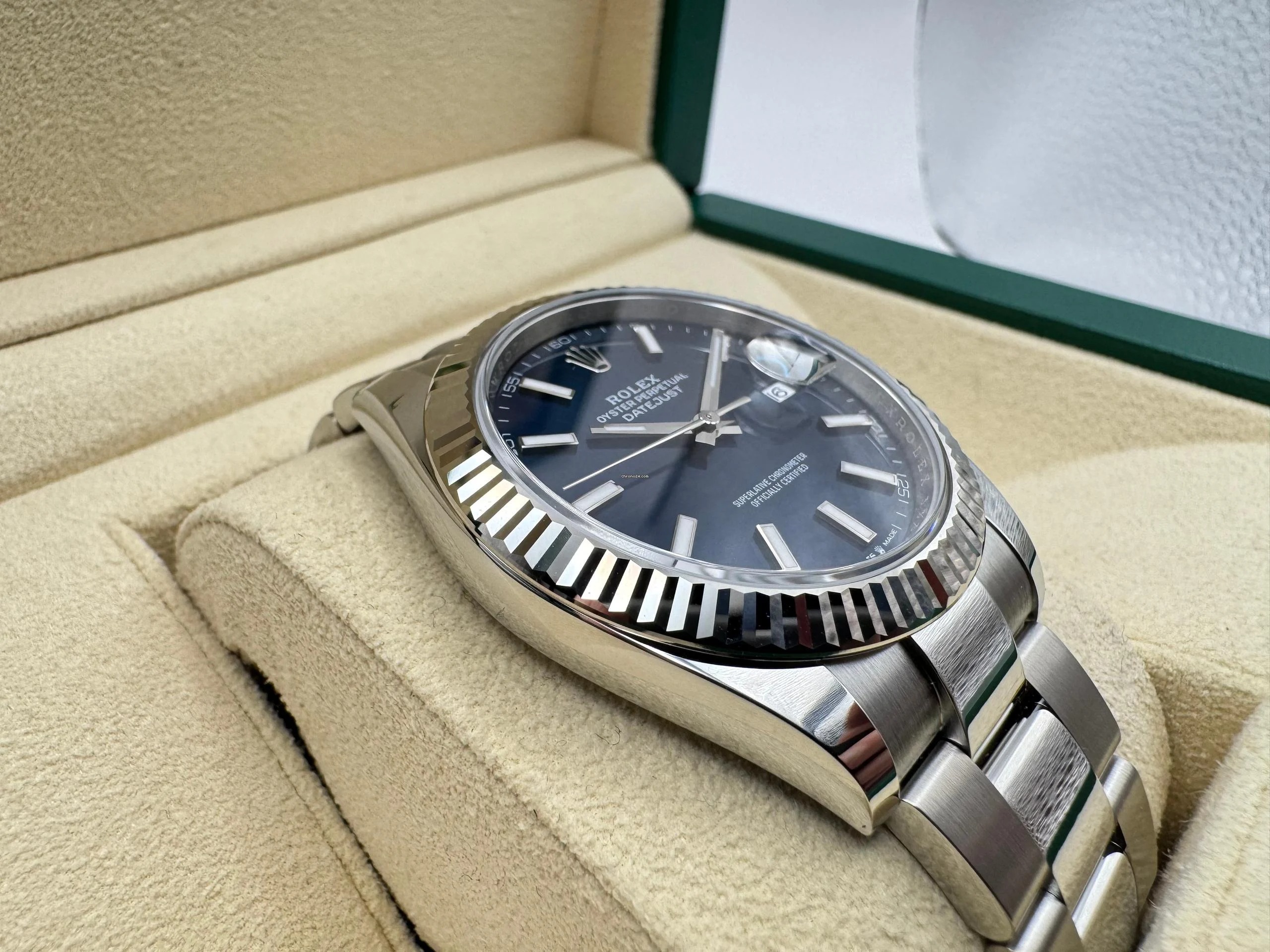 Rolex Datejust 41mm | Blauwe Wijzerplaat | 18K Witgoud Gekarteld Lunette | OysterSteel | 126334 - Image 11
