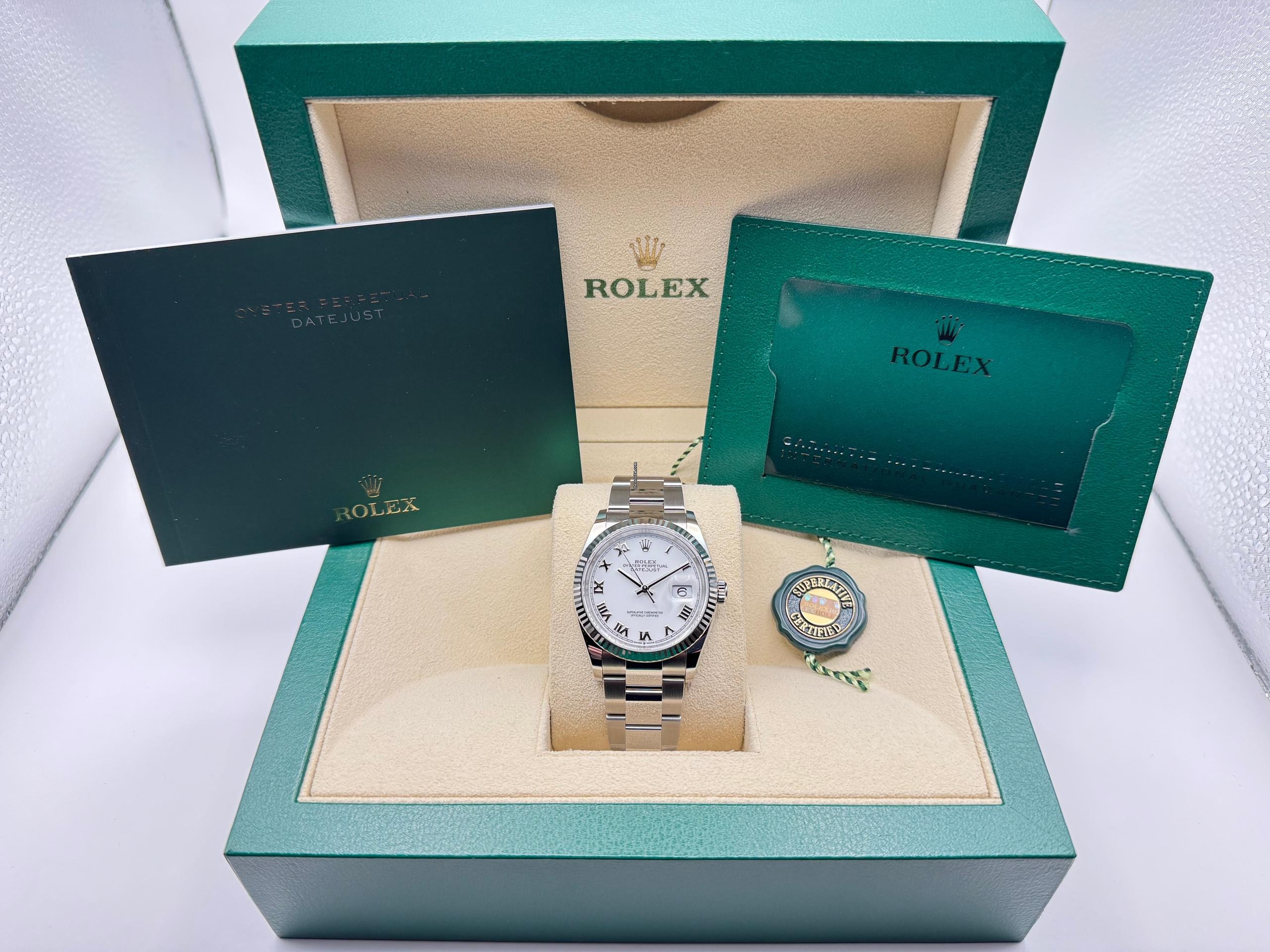 Rolex Datejust 36mm | Witte Wijzerplaat met Romeinse Cijfers & 18K Witgouden Lunette | 126234 - Image 2