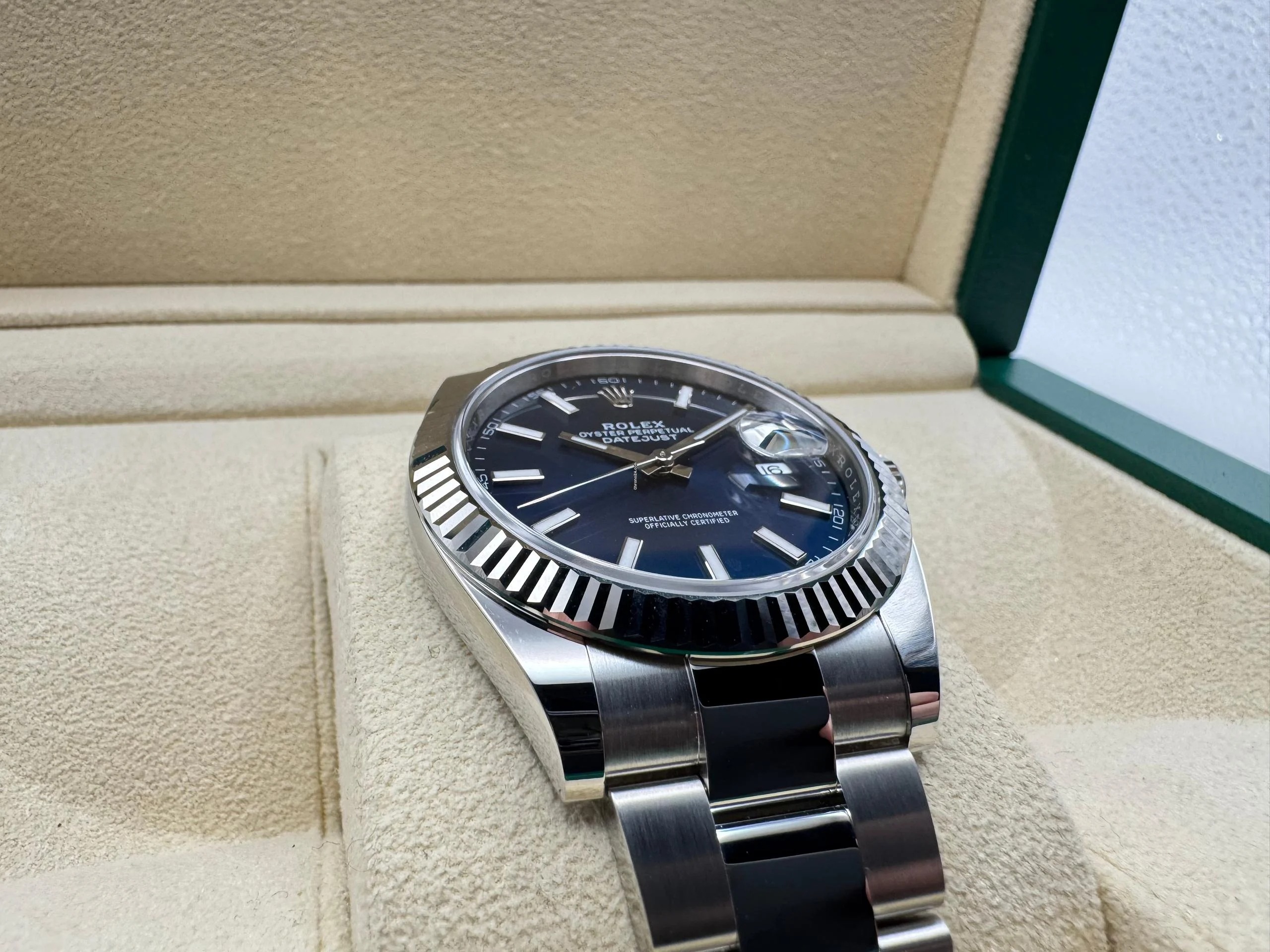 Rolex Datejust 41mm | Blauwe Wijzerplaat | 18K Witgoud Gekarteld Lunette | OysterSteel | 126334 - Image 12