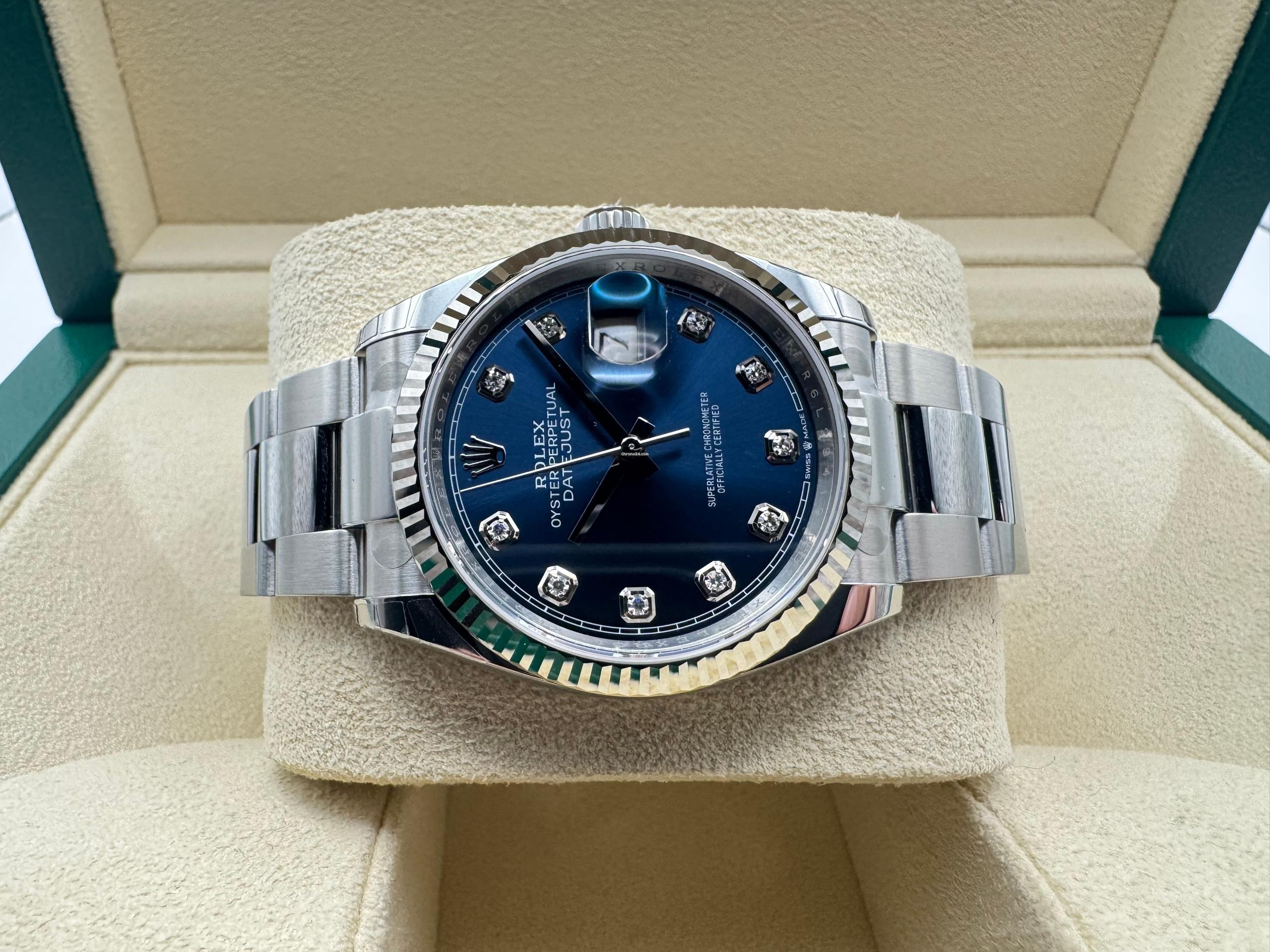 Rolex Datejust 36mm | Blauwe Diamanten Wijzerplaat | 18K Witgoud Gekarteld Lunette | Oystersteel | 126234 - Image 5