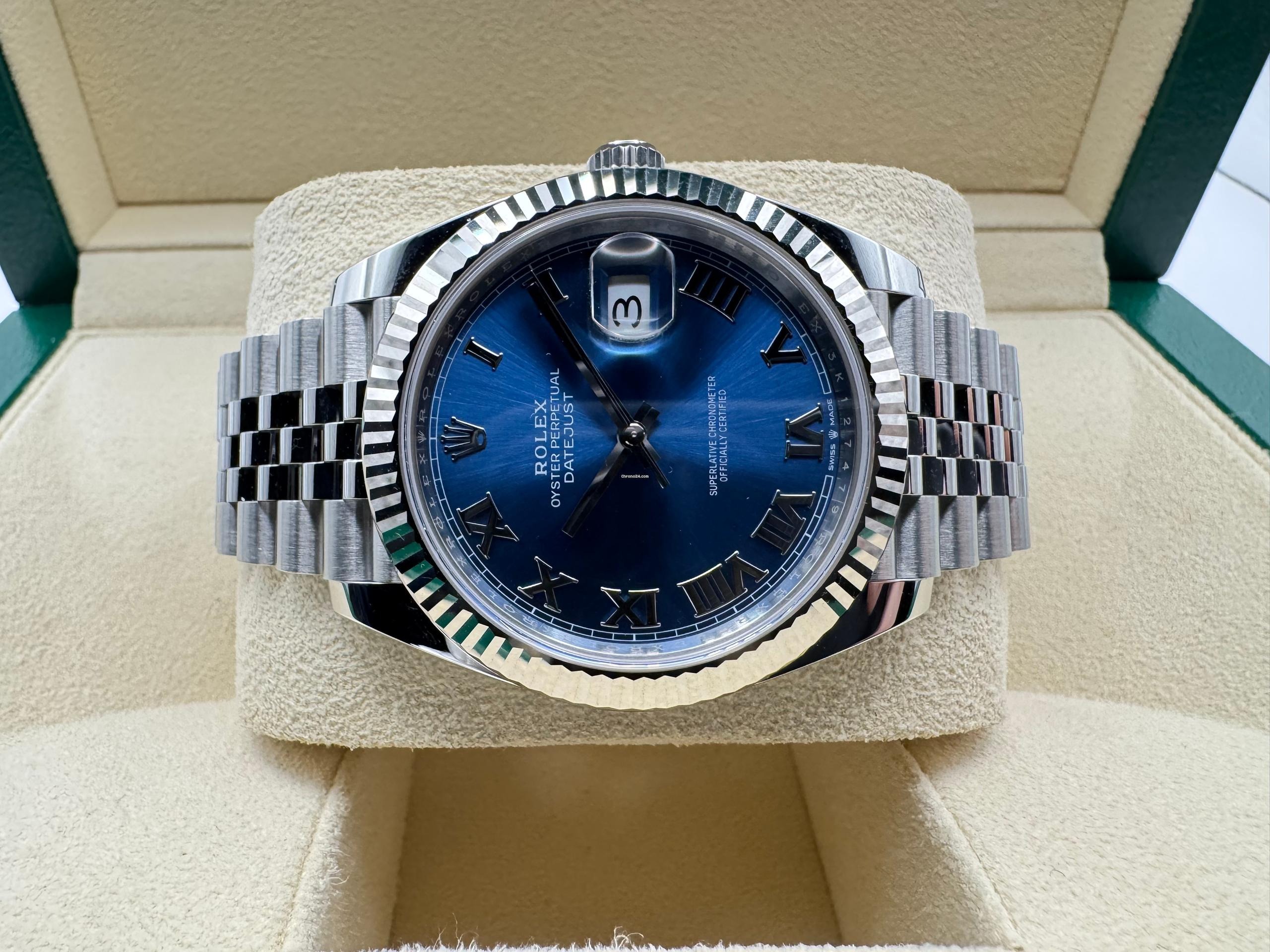 Rolex Datejust 41mm | Azzurro Blauw Wijzerplaat Met Romeinse Cijfers | 18K Witgoud Gekarteld Lunette | Jubilee | 126334 - Image 6