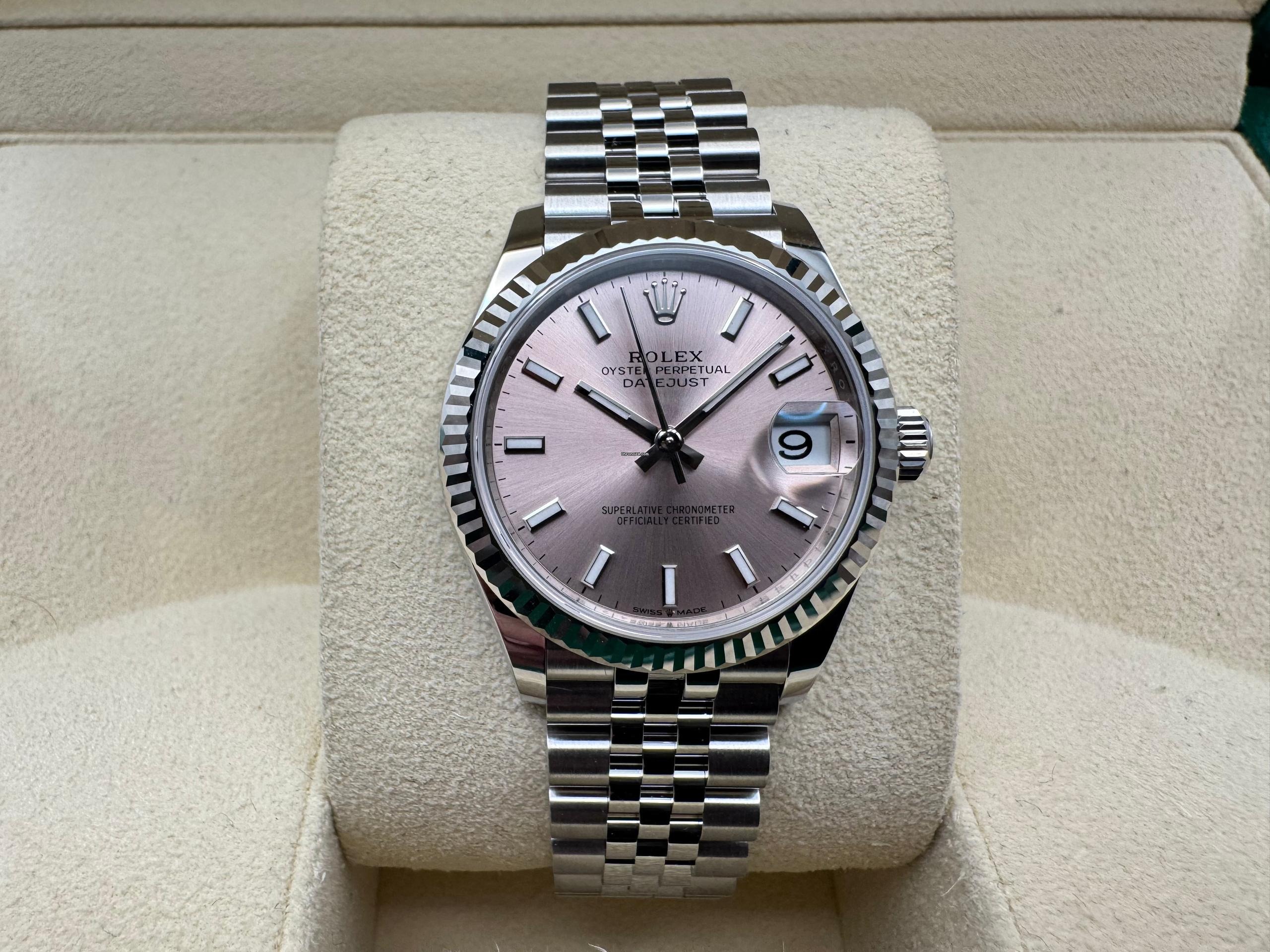 Rolex Datejust 31mm | Roze Wijzerplaat | 18k Witgouden Lunette | Jubilee | 278274