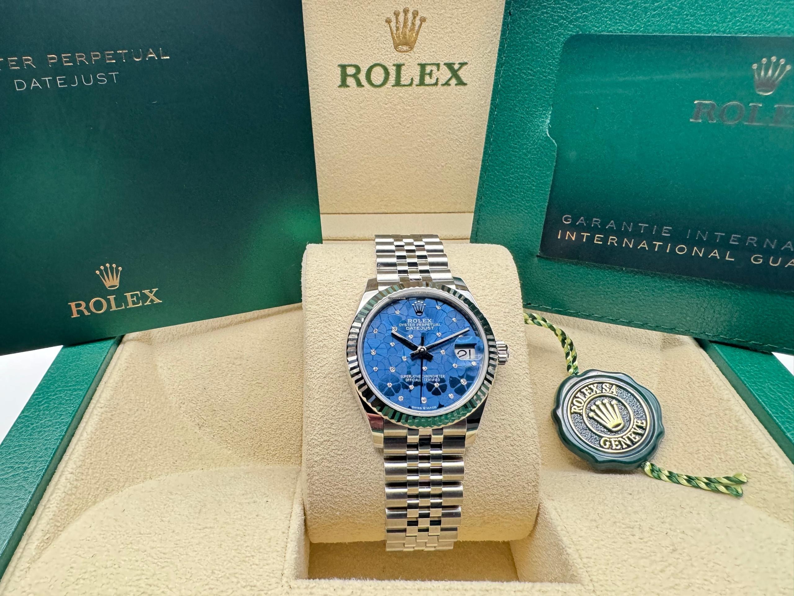 Rolex Datejust 31mm | Blauw Met Diamanten Uurmarkeringen | 18K Witgoud Gekarteld Lunette | Jubilee | 278274 - Image 3