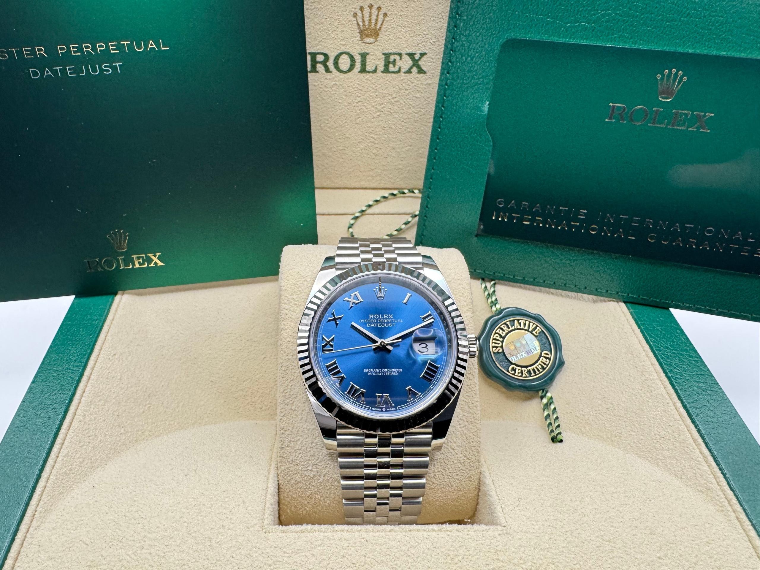 Rolex Datejust 41mm | Azzurro Blauw Wijzerplaat Met Romeinse Cijfers | 18K Witgoud Gekarteld Lunette | Jubilee | 126334 - Image 3