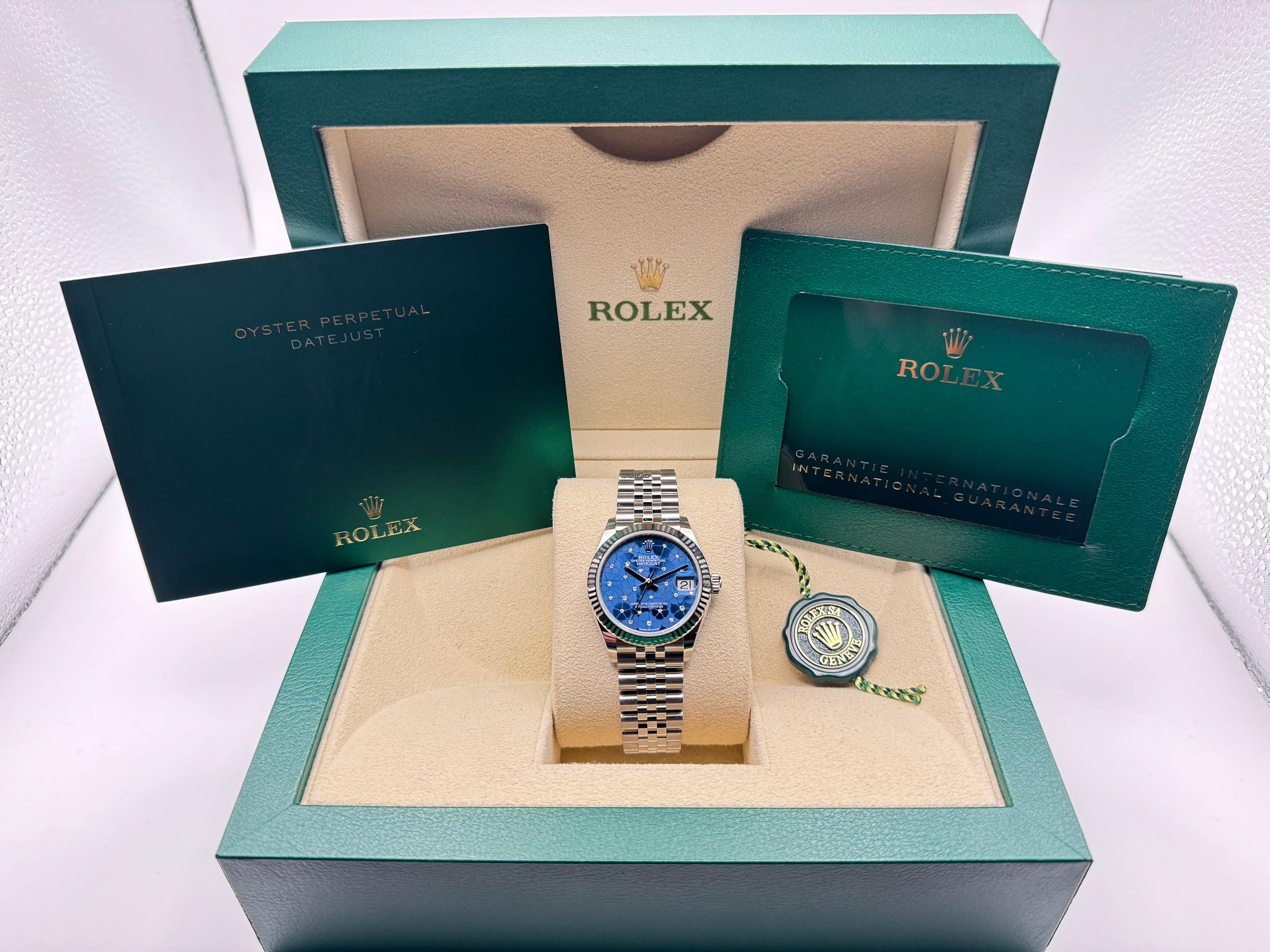 Rolex Datejust 31mm | Blauw Met Diamanten Uurmarkeringen | 18K Witgoud Gekarteld Lunette | Jubilee | 278274 - Image 2