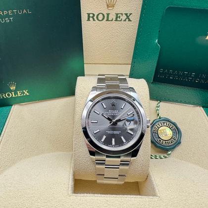 Rolex Datejust 41mm | Rhodium Wijzerplaat | Gladde Oystersteel Lunette | 126300 - Image 3