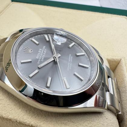 Rolex Datejust 41mm | Rhodium Wijzerplaat | Gladde Oystersteel Lunette | 126300 - Image 6