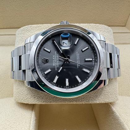 Rolex Datejust 41mm | Rhodium Wijzerplaat | Gladde Oystersteel Lunette | 126300 - Image 10