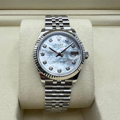 Rolex Datejust 31mm | Mother of Pearl Met Diamanten | 18K Witgoud Gekarteld Lunette | Jubilee | 278274