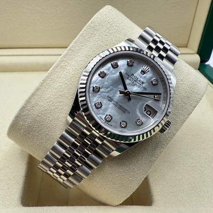 Rolex Datejust 31mm | Mother of Pearl Met Diamanten | 18K Witgoud Gekarteld Lunette | Jubilee | 278274 - Image 11