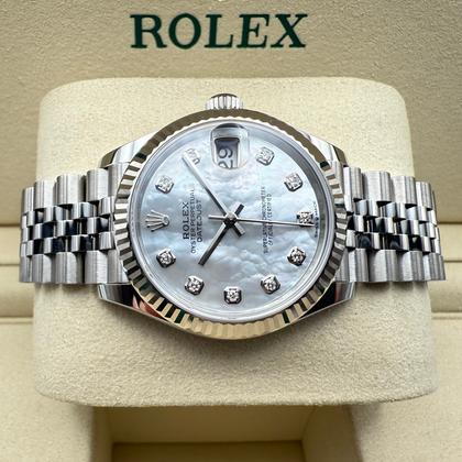 Rolex Datejust 31mm | Mother of Pearl Met Diamanten | 18K Witgoud Gekarteld Lunette | Jubilee | 278274 - Image 10