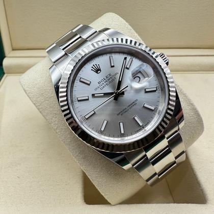 Rolex Datejust 41mm | Zilveren Wijzerplaat | Gekartelde Bezel Van 18k Witgoud | Oystersteel | 126334 - Image 12