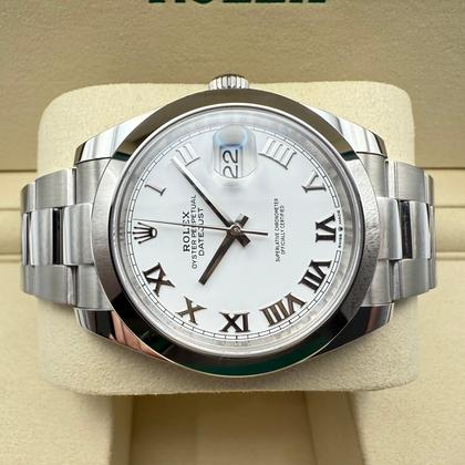Rolex Datejust 41mm | Wit Romeinse Wijzerplaat & Zwarte Romeinse Cijfers | 126300 - Image 10