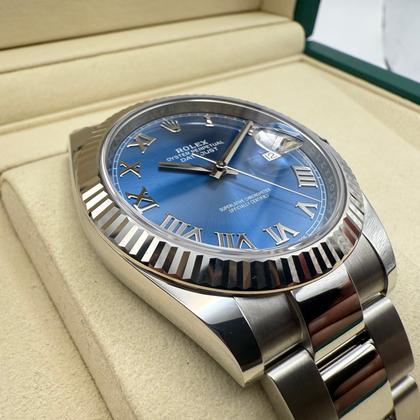 Rolex Datejust 41mm | Blauw "Azzurro" Wijzerplaat | 18k Witgoud Gekartelde Bezel | Oystersteel |126334 - Image 4