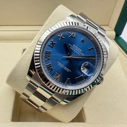 Rolex Datejust 41mm | Blauw "Azzurro" Wijzerplaat | 18k Witgoud Gekartelde Bezel | Oystersteel |126334 - Image 11