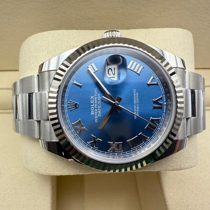 Rolex Datejust 41mm | Blauw "Azzurro" Wijzerplaat | 18k Witgoud Gekartelde Bezel | Oystersteel |126334 - Image 10