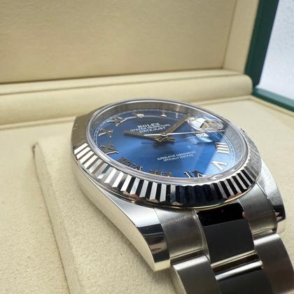 Rolex Datejust 41mm | Blauw "Azzurro" Wijzerplaat | 18k Witgoud Gekartelde Bezel | Oystersteel |126334 - Image 5